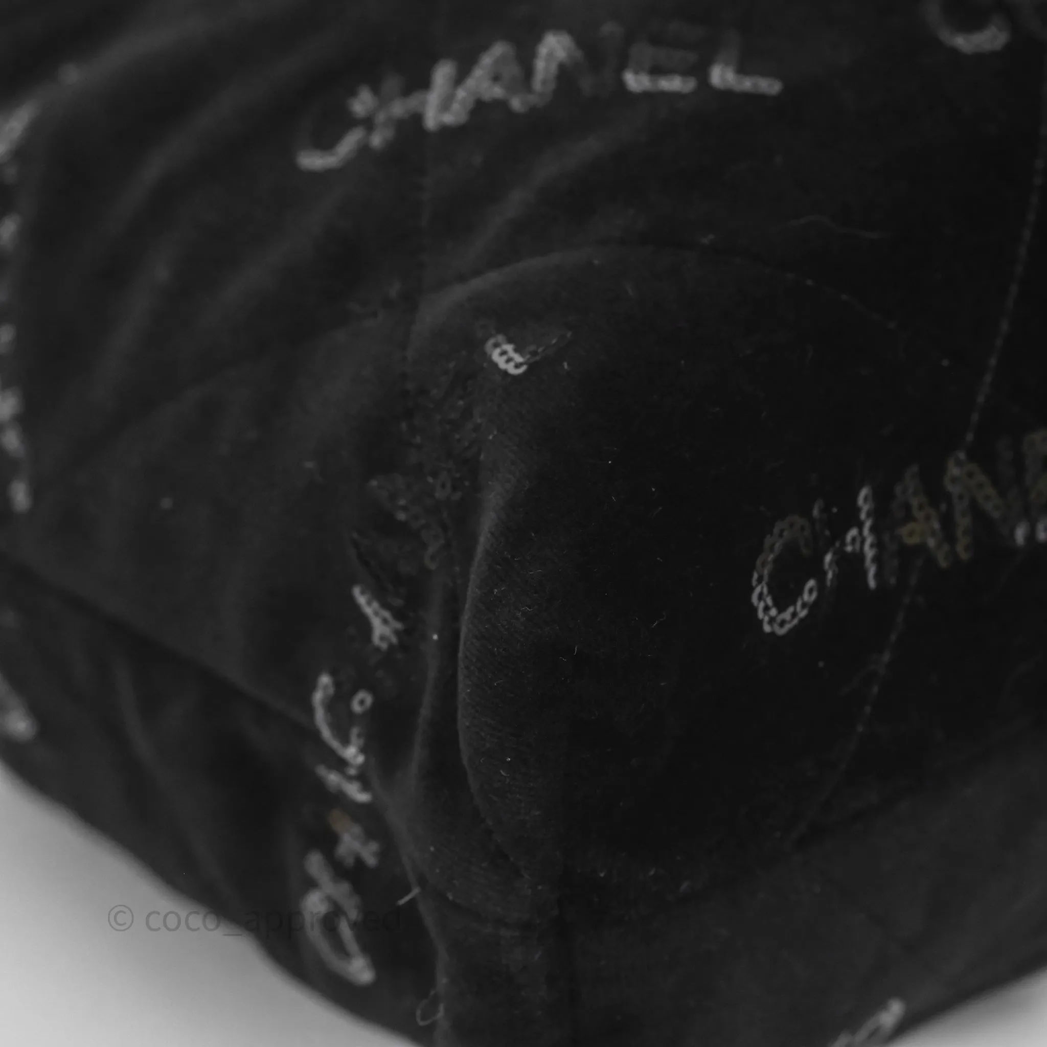 Chanel 22 Medium Sequins Logo Black Velvet