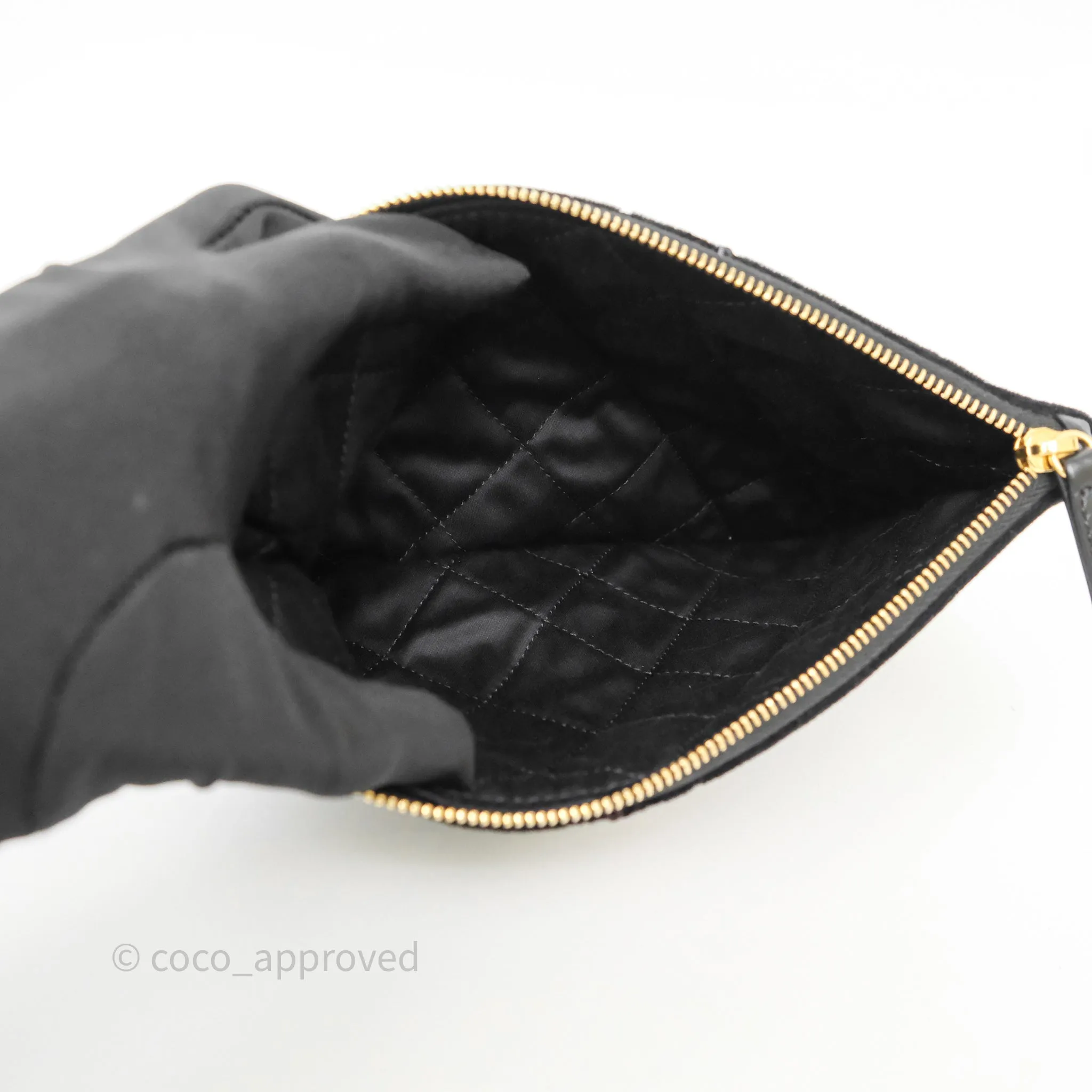 Chanel 22 Medium Sequins Logo Black Velvet
