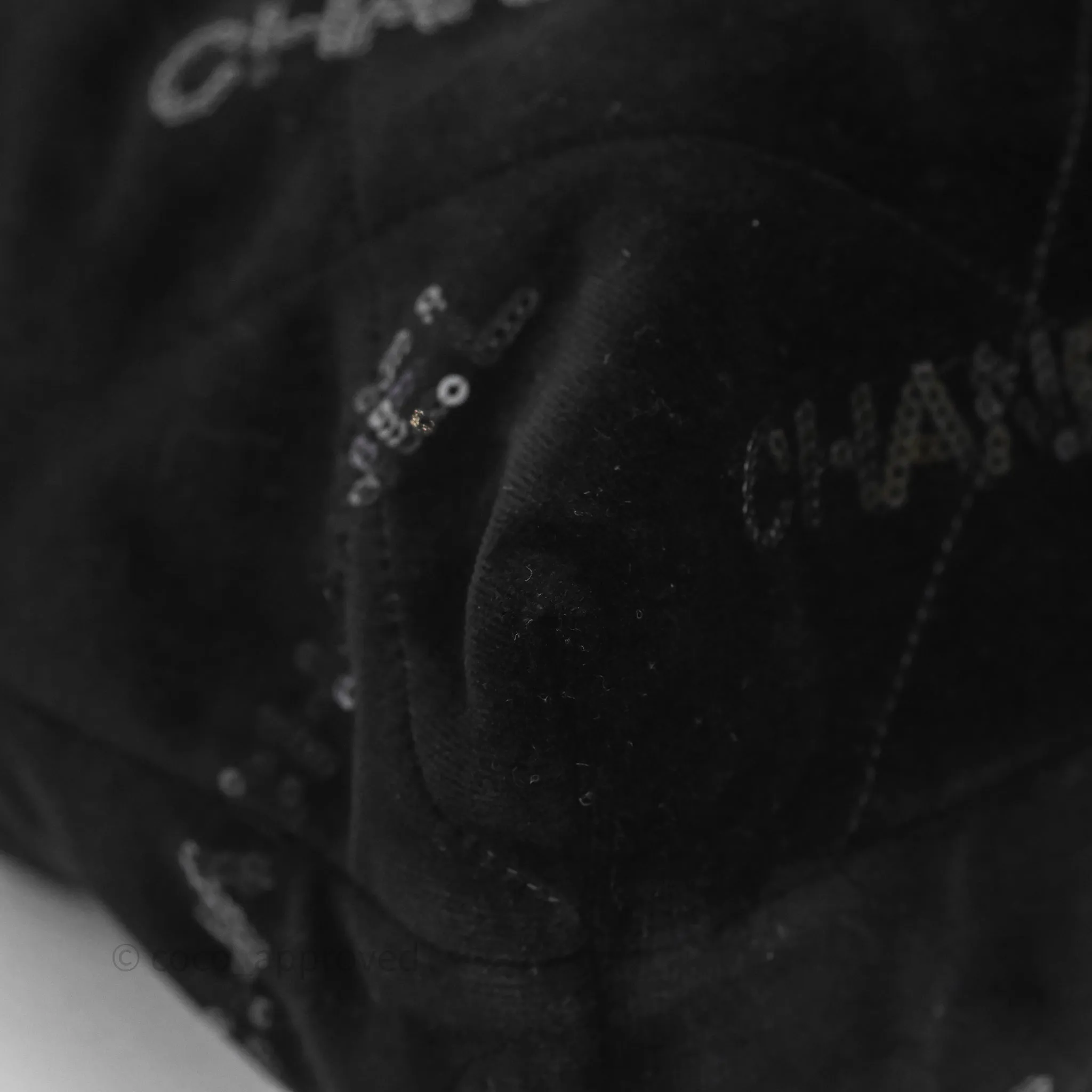 Chanel 22 Medium Sequins Logo Black Velvet