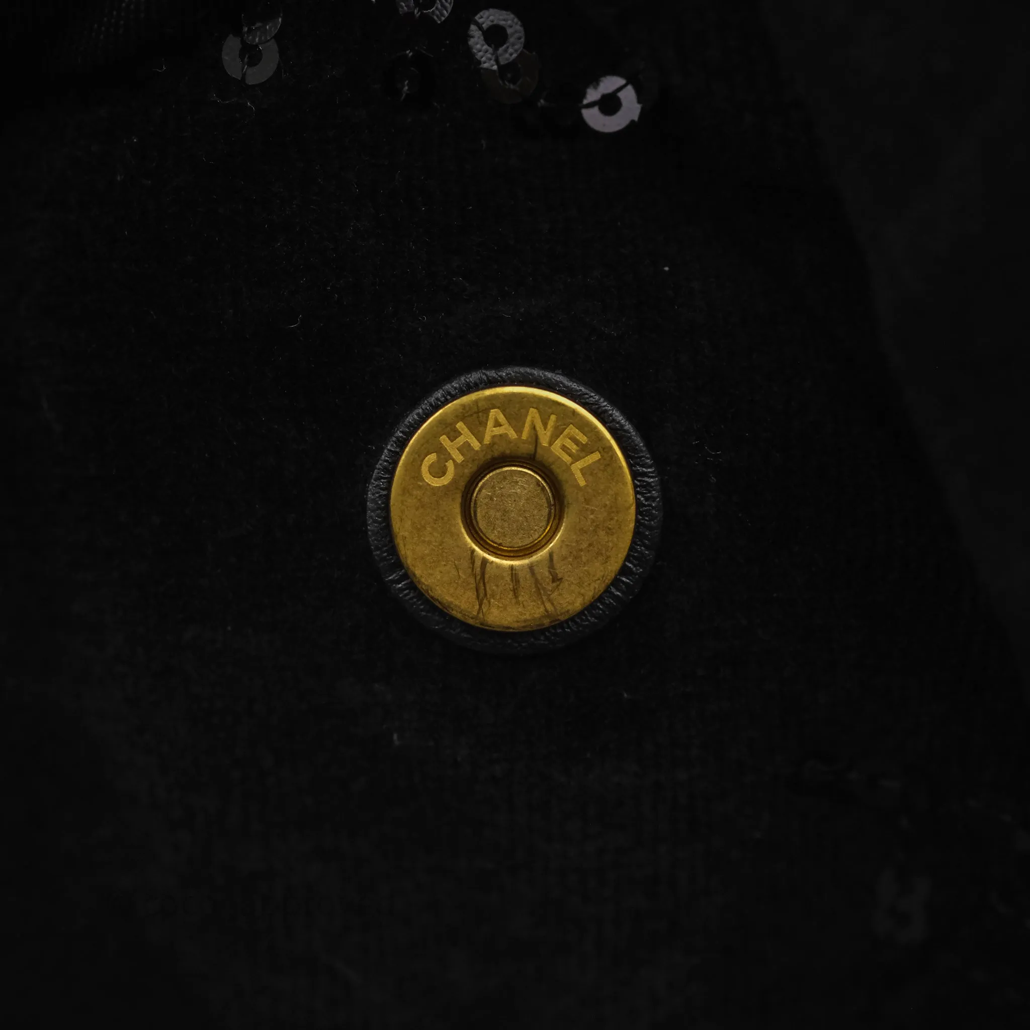 Chanel 22 Medium Sequins Logo Black Velvet