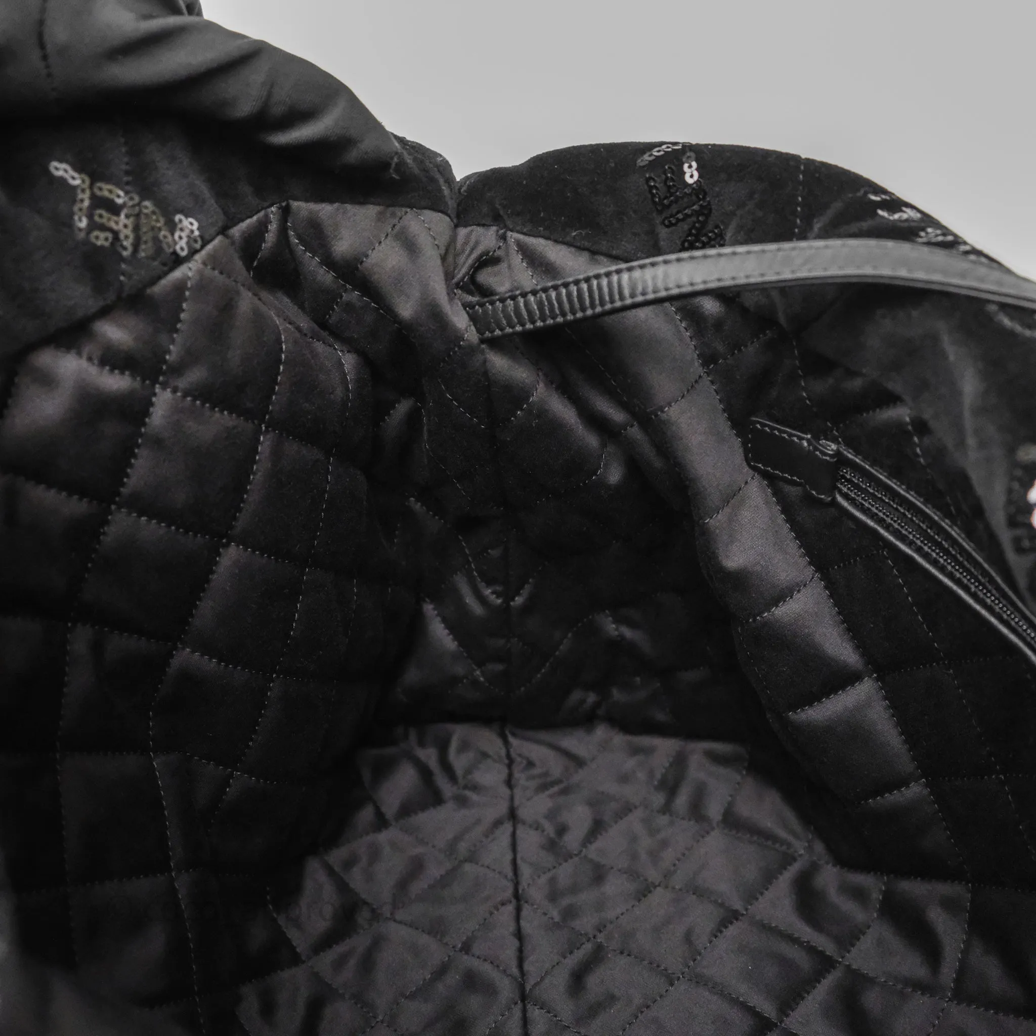 Chanel 22 Medium Sequins Logo Black Velvet
