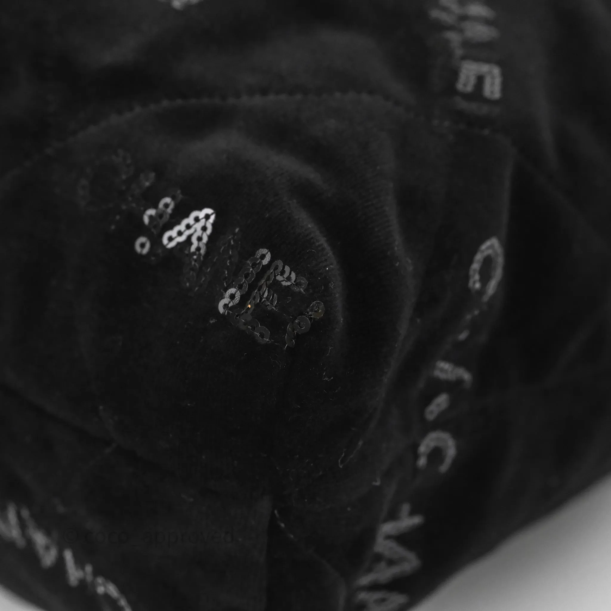 Chanel 22 Medium Sequins Logo Black Velvet