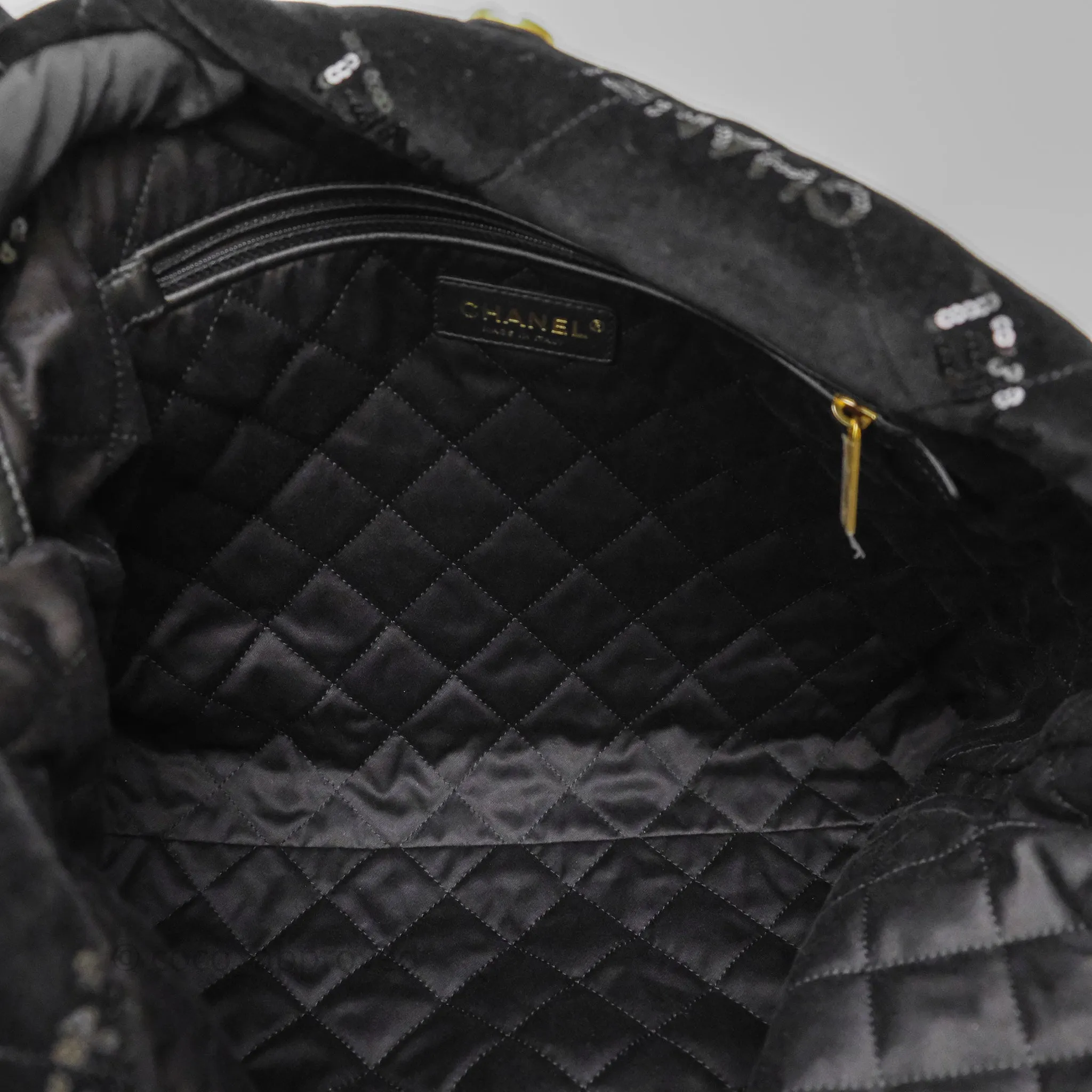 Chanel 22 Medium Sequins Logo Black Velvet