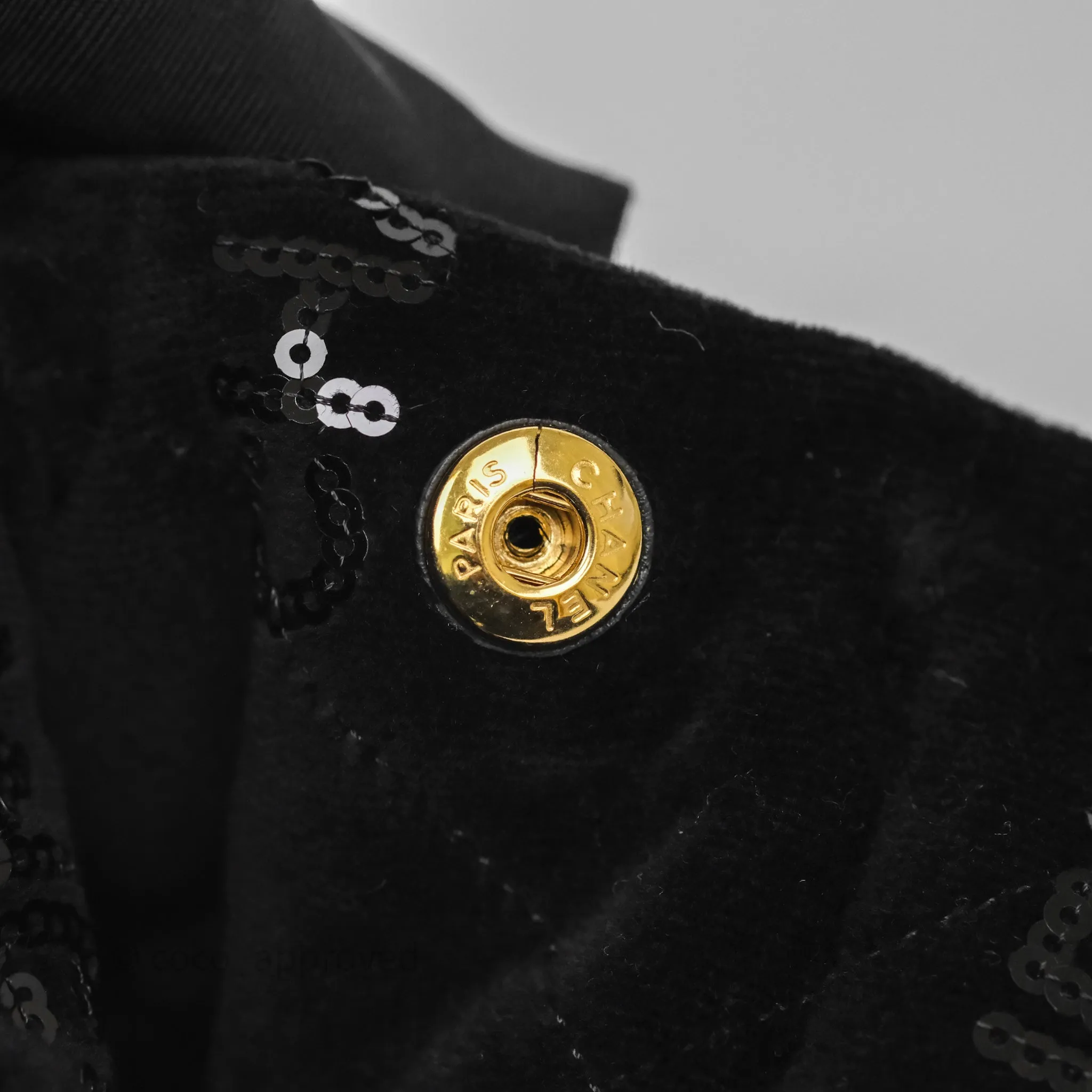 Chanel 22 Medium Sequins Logo Black Velvet