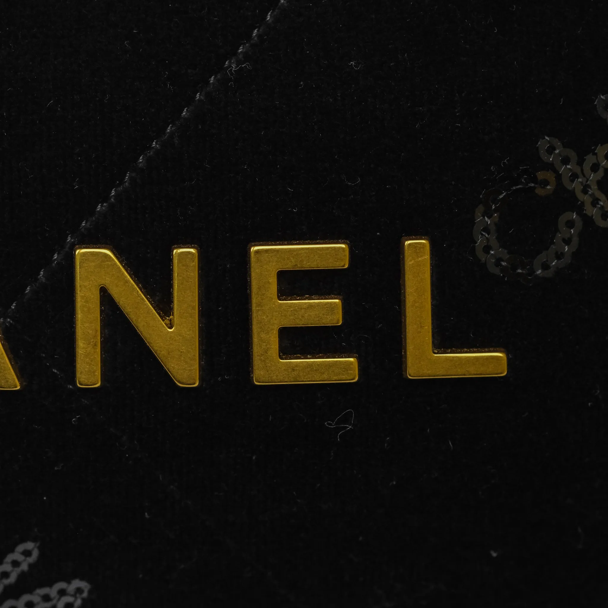 Chanel 22 Medium Sequins Logo Black Velvet