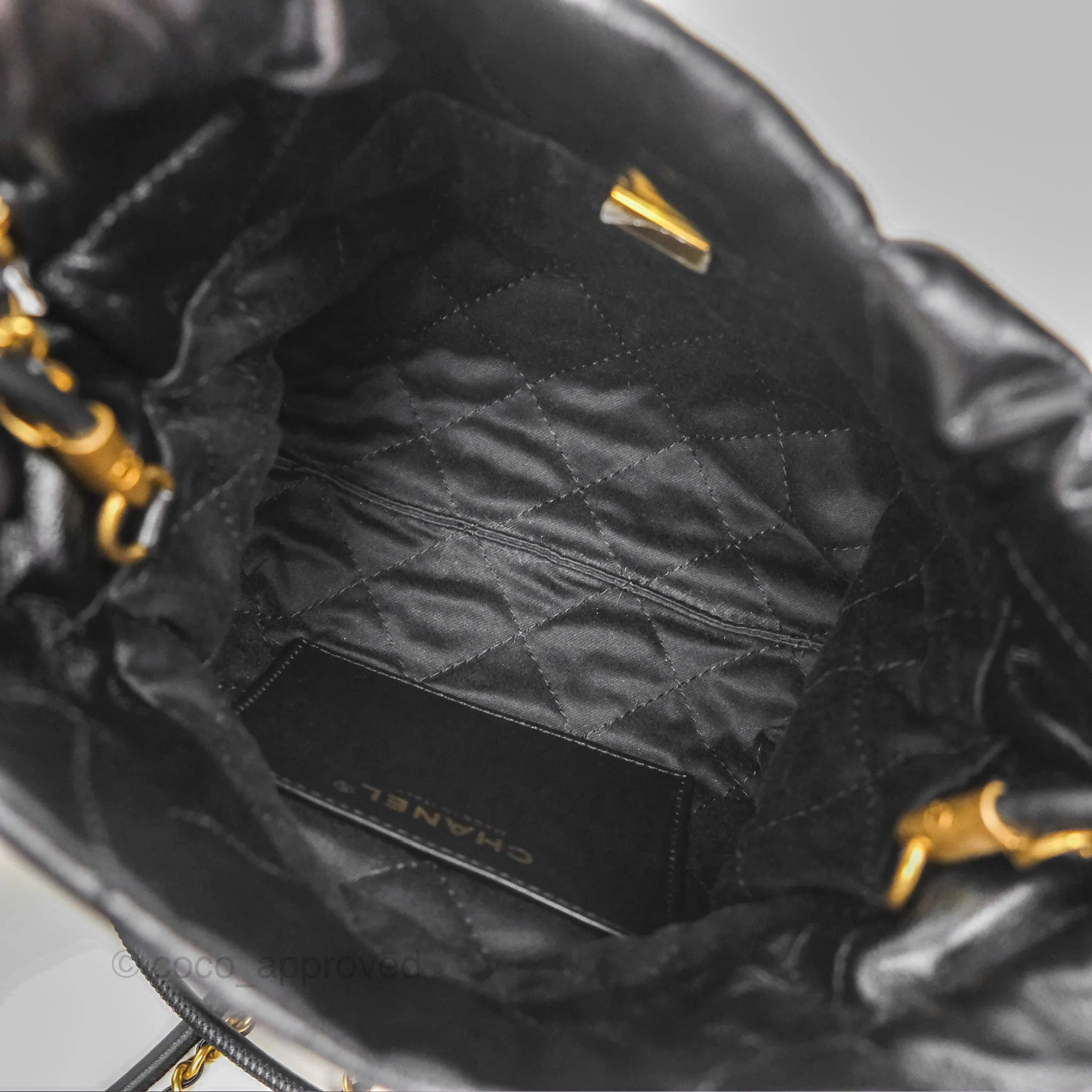 Chanel 22 Mini Bag Black Crumpled Calfskin