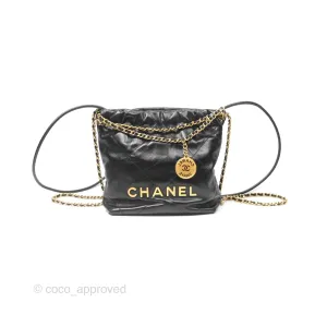 Chanel 22 Mini Bag Black Crumpled Calfskin