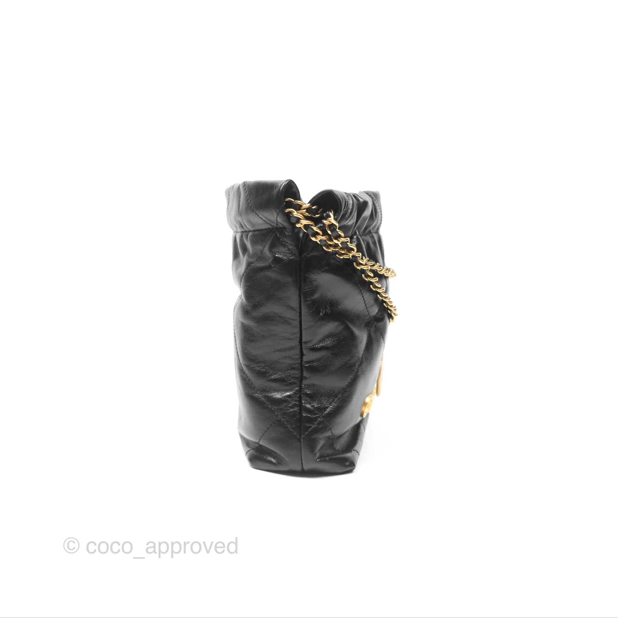 Chanel 22 Mini Bag Black Crumpled Calfskin
