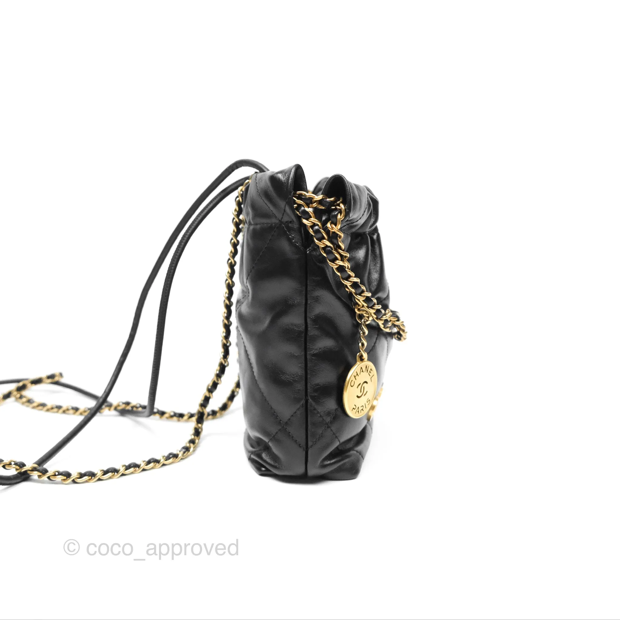 Chanel 22 Mini Bag Black Crumpled Calfskin