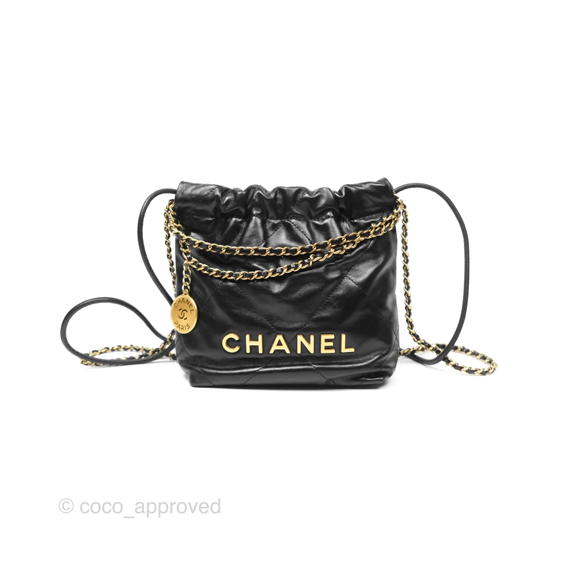 Chanel 22 Mini Bag Black Crumpled Calfskin