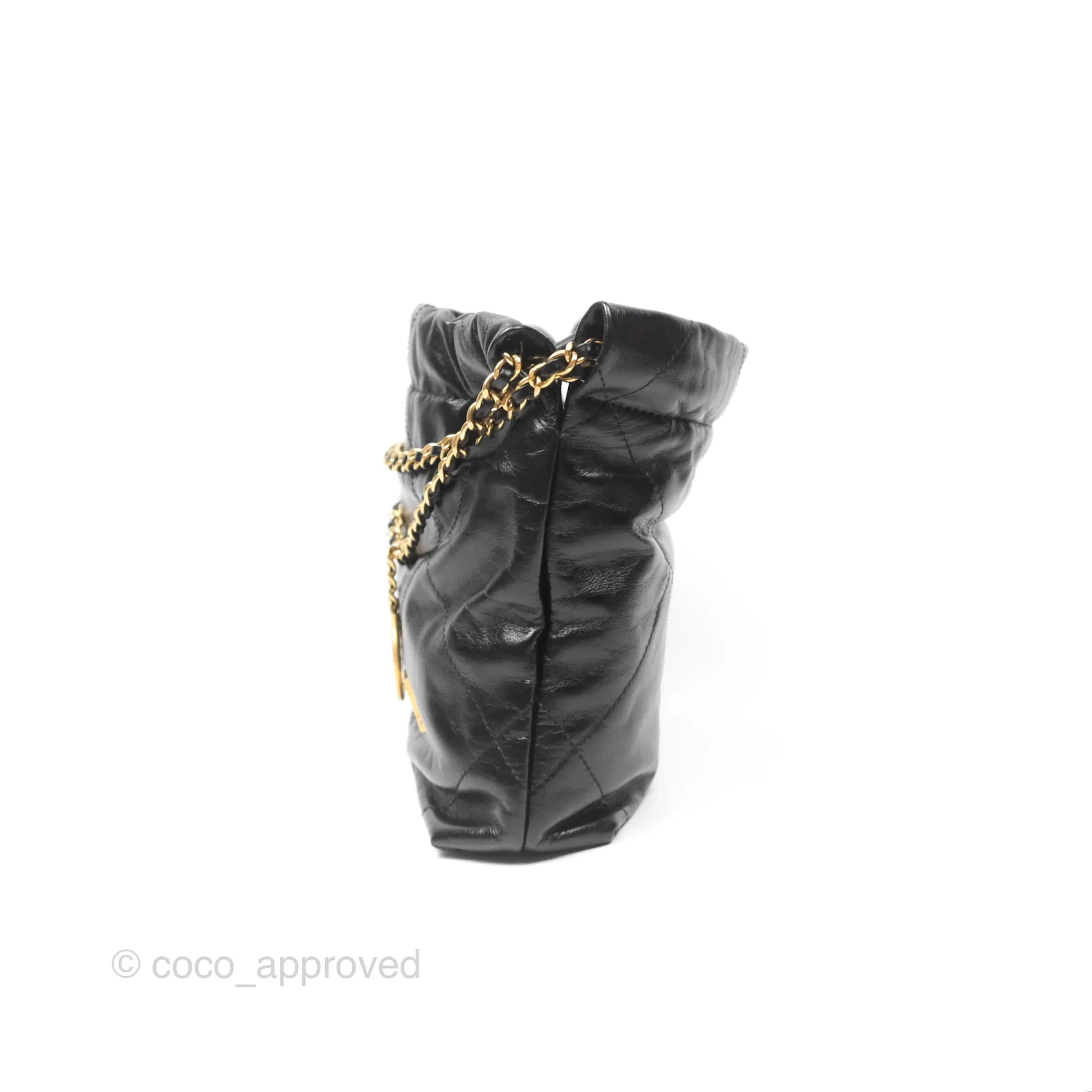 Chanel 22 Mini Bag Black Crumpled Calfskin