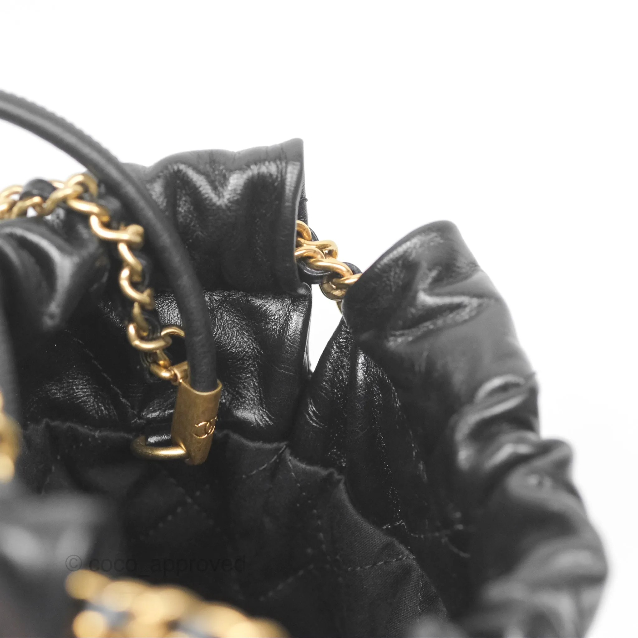 Chanel 22 Mini Bag Black Crumpled Calfskin