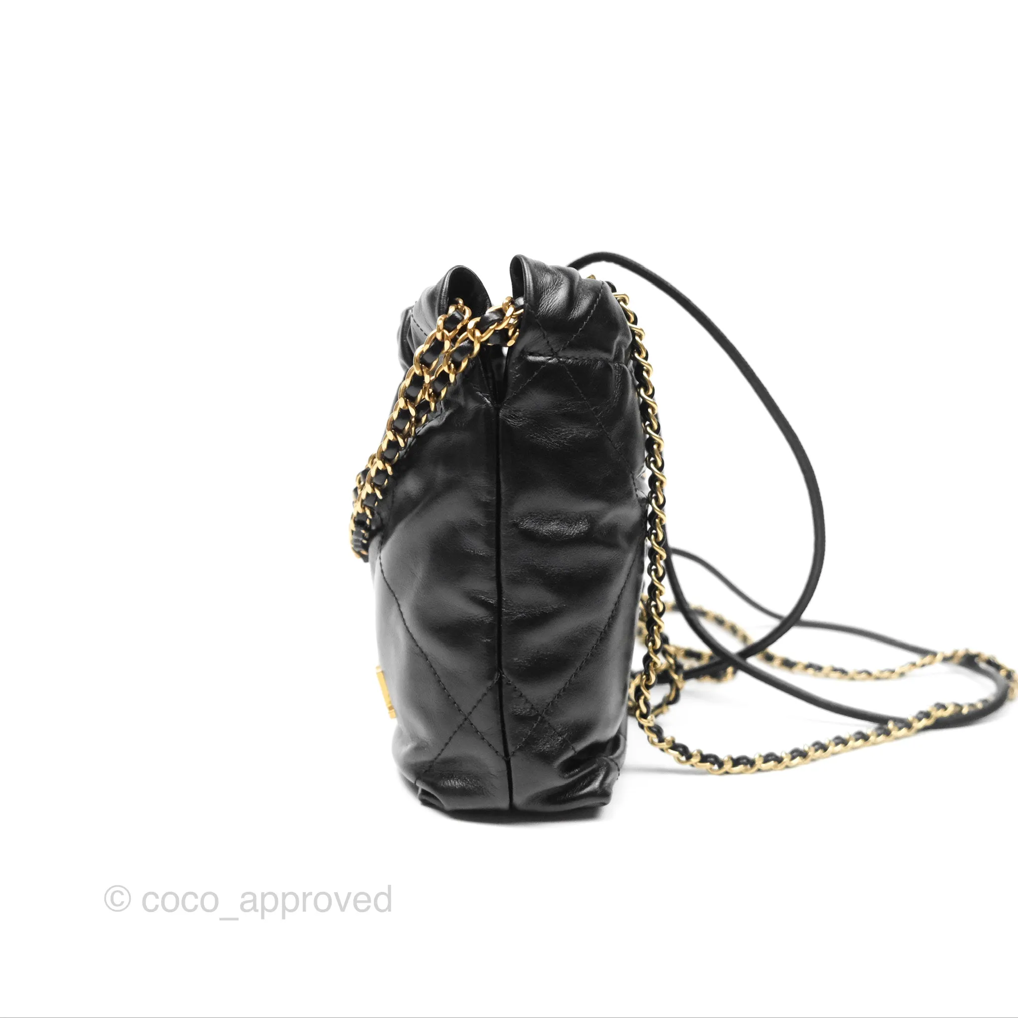 Chanel 22 Mini Bag Black Crumpled Calfskin