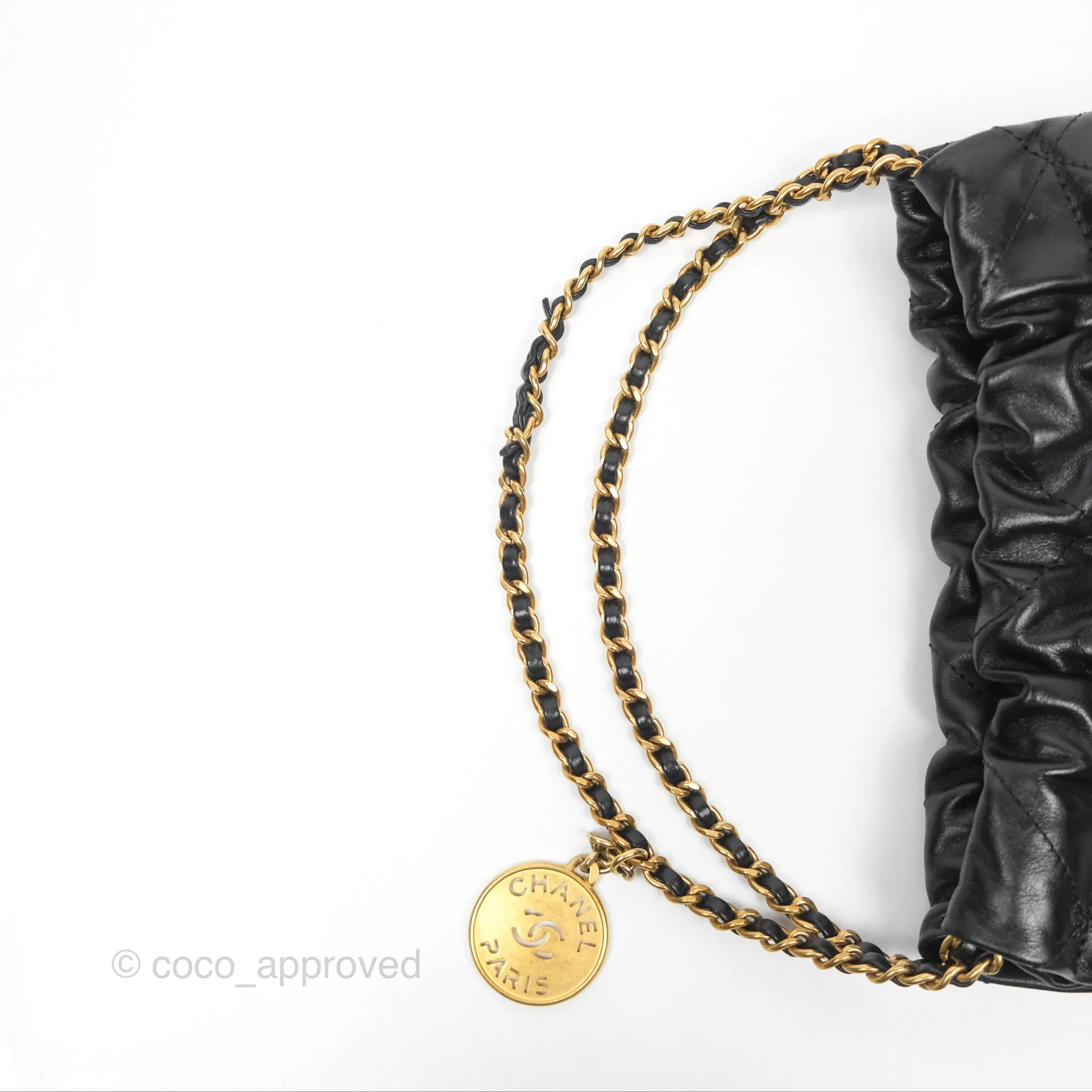 Chanel 22 Mini Bag Black Crumpled Calfskin