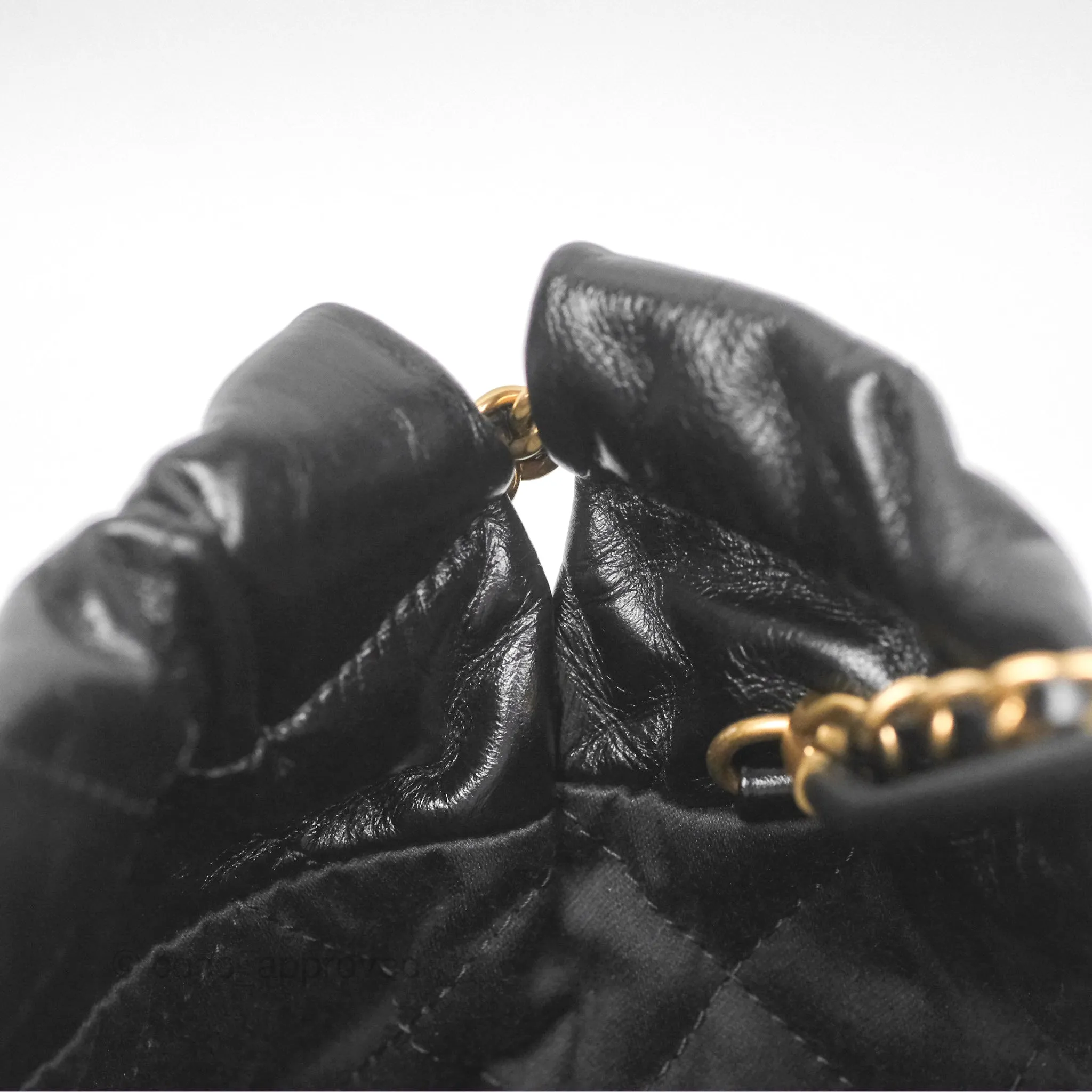 Chanel 22 Mini Bag Black Crumpled Calfskin