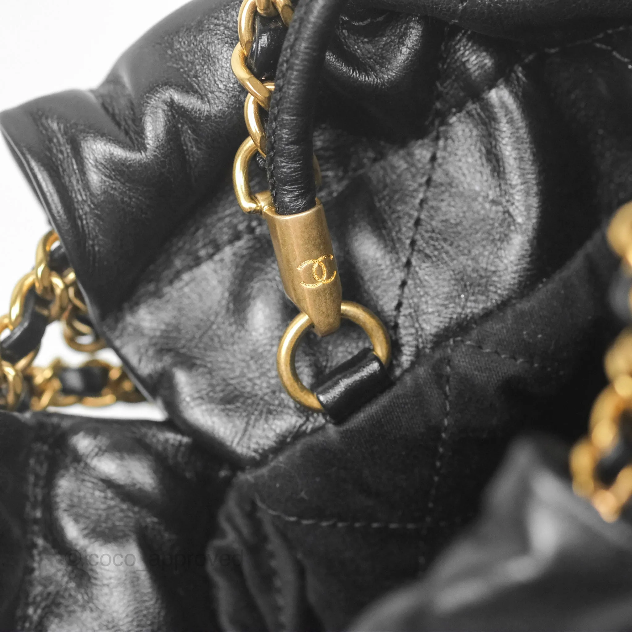 Chanel 22 Mini Bag Black Crumpled Calfskin