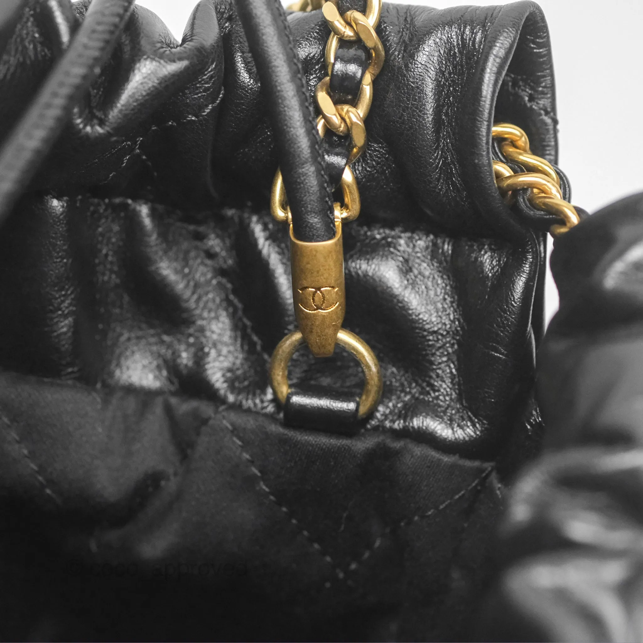 Chanel 22 Mini Bag Black Crumpled Calfskin