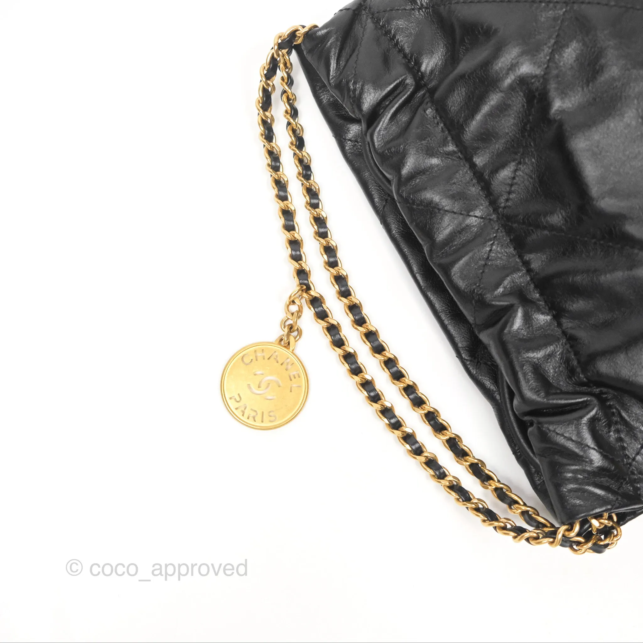 Chanel 22 Mini Bag Black Crumpled Calfskin
