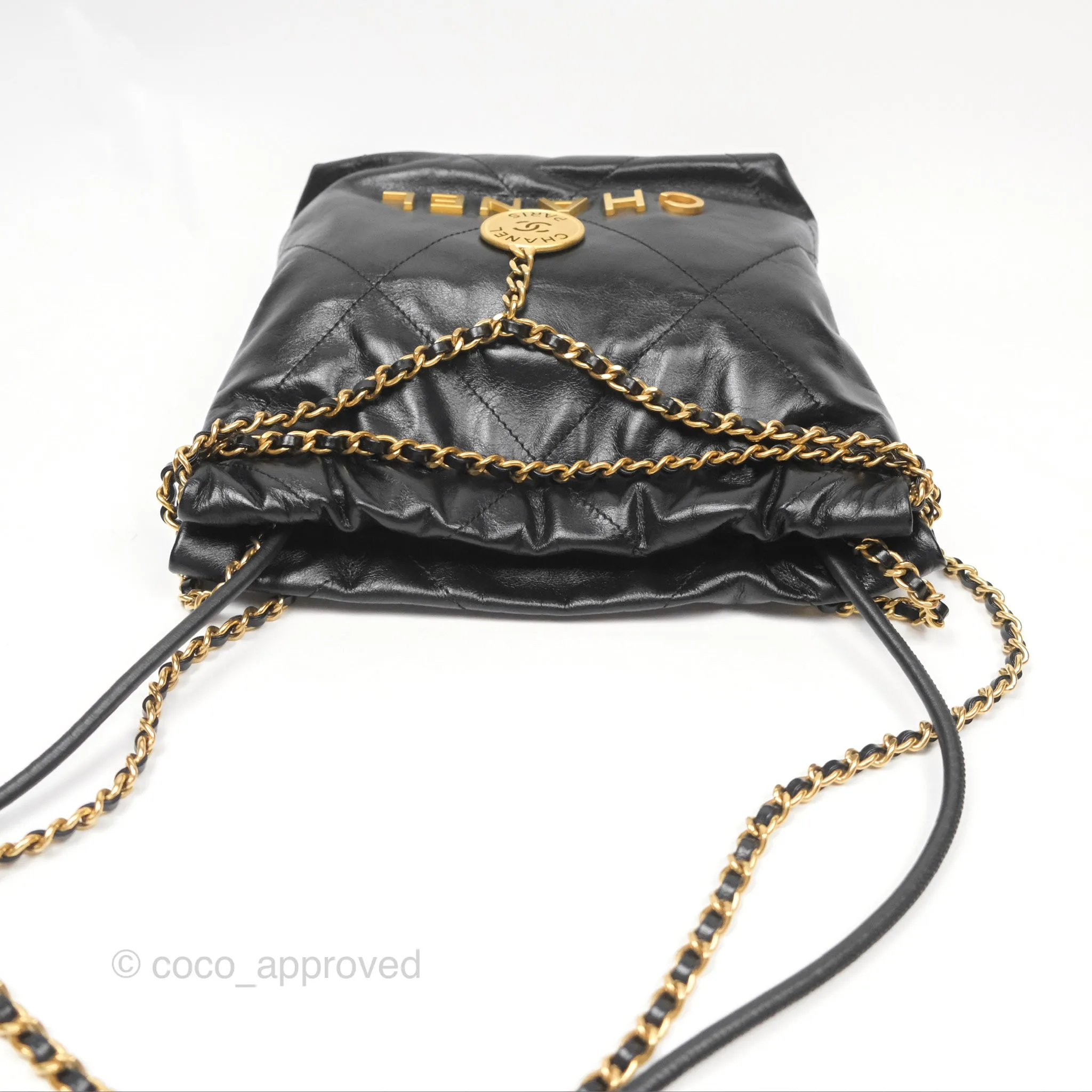 Chanel 22 Mini Bag Black Crumpled Calfskin