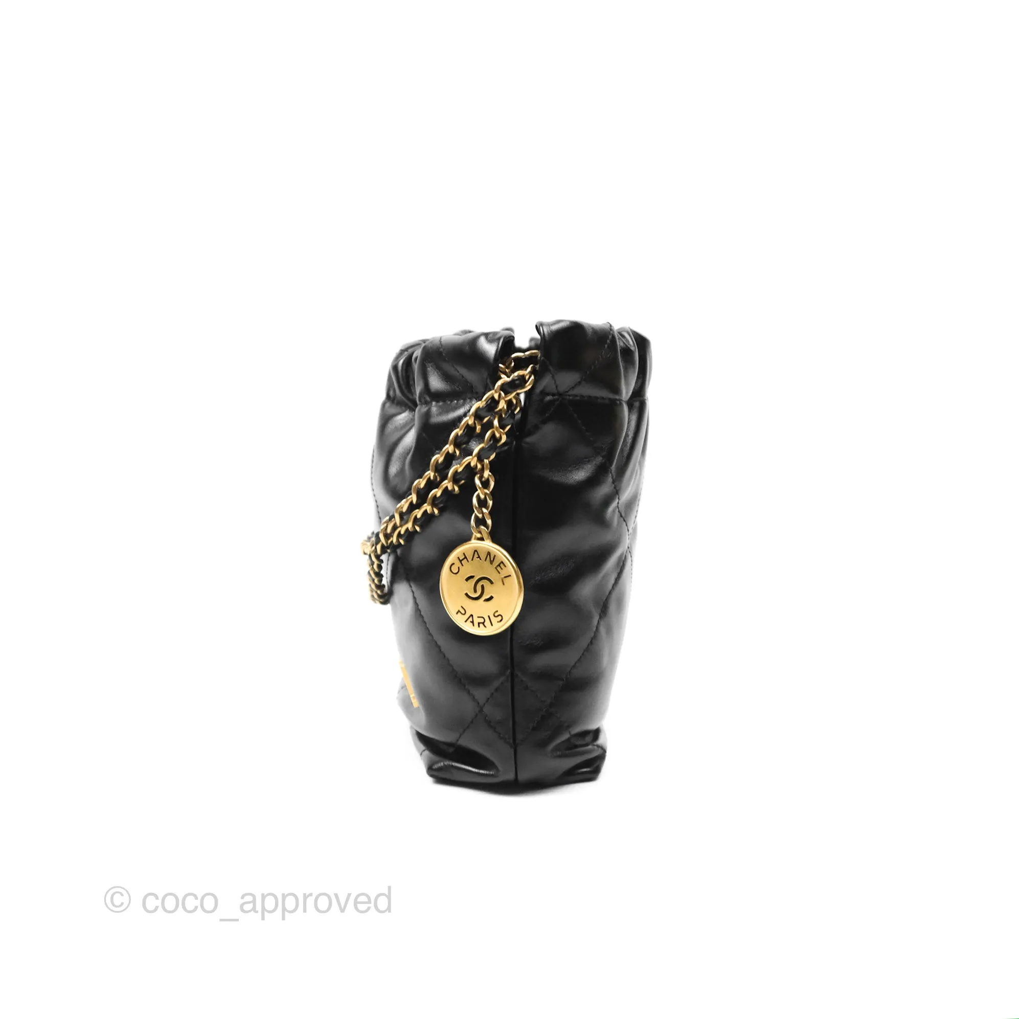 Chanel 22 Mini Bag Black Shiny Crumpled Calfskin