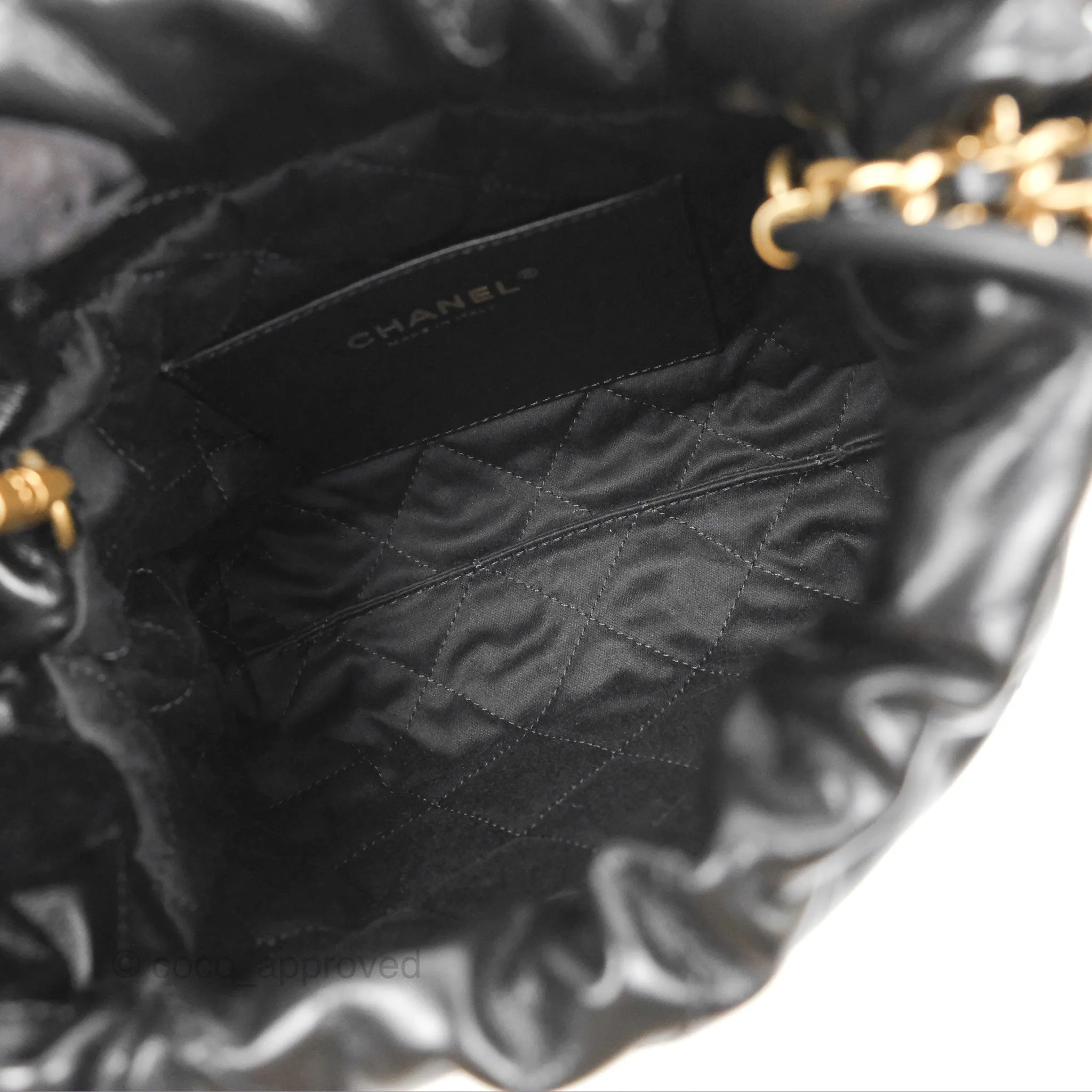 Chanel 22 Mini Bag Black Shiny Crumpled Calfskin