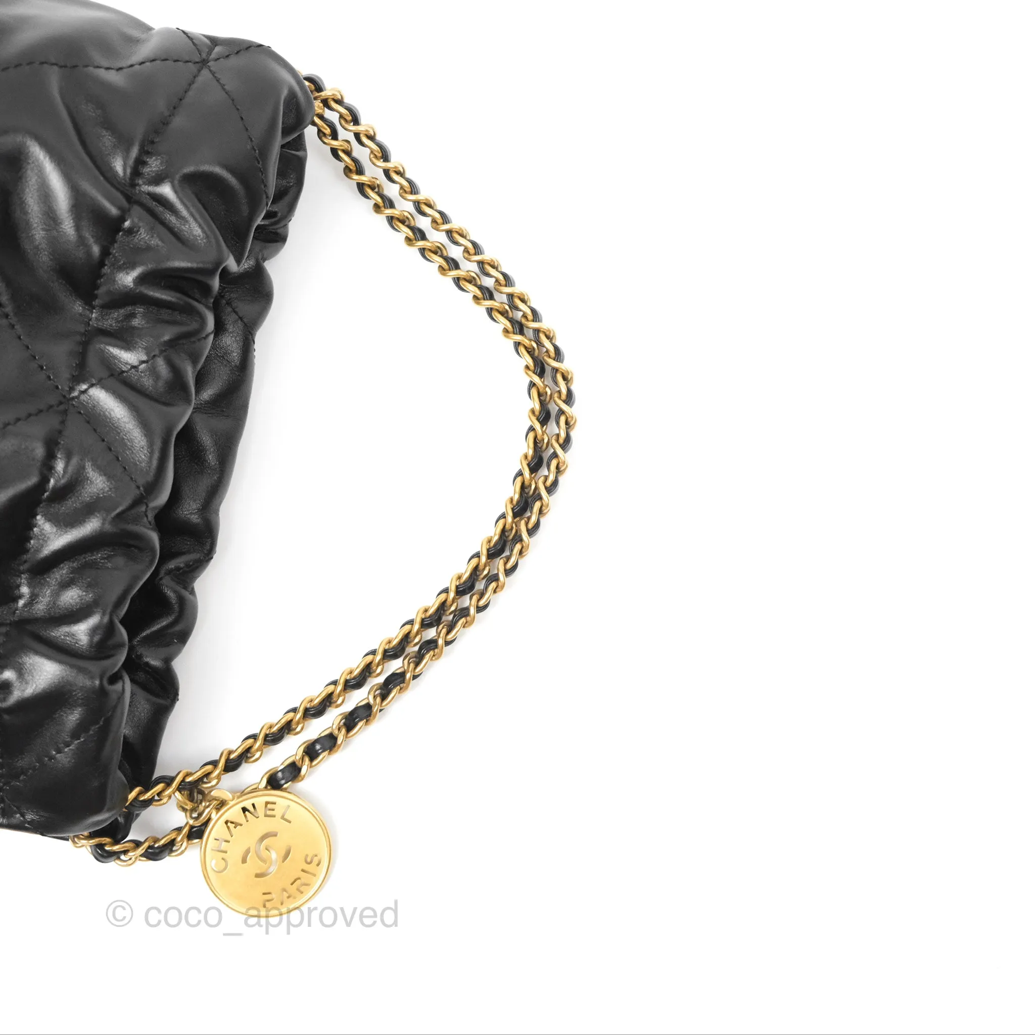 Chanel 22 Mini Bag Black Shiny Crumpled Calfskin
