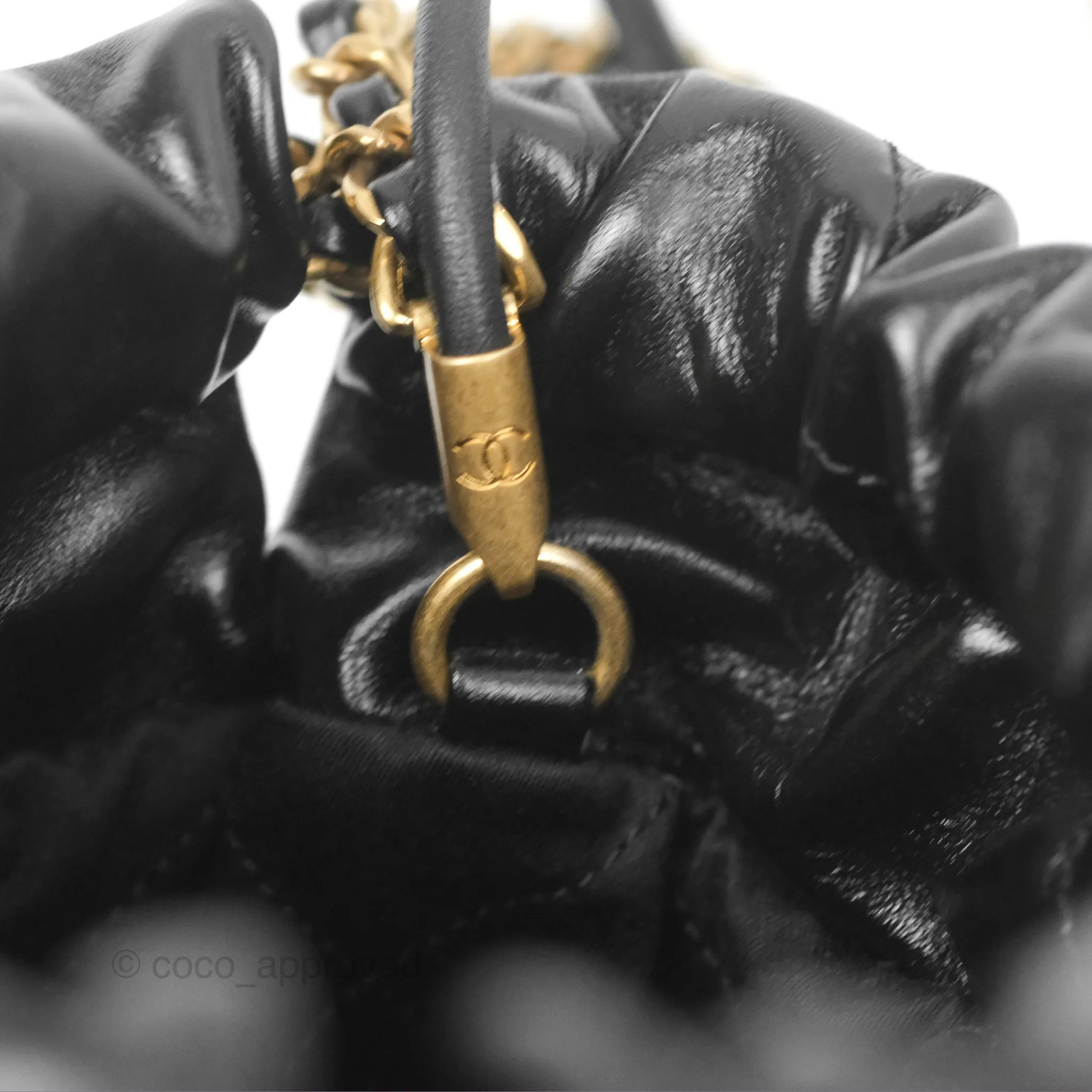 Chanel 22 Mini Bag Black Shiny Crumpled Calfskin