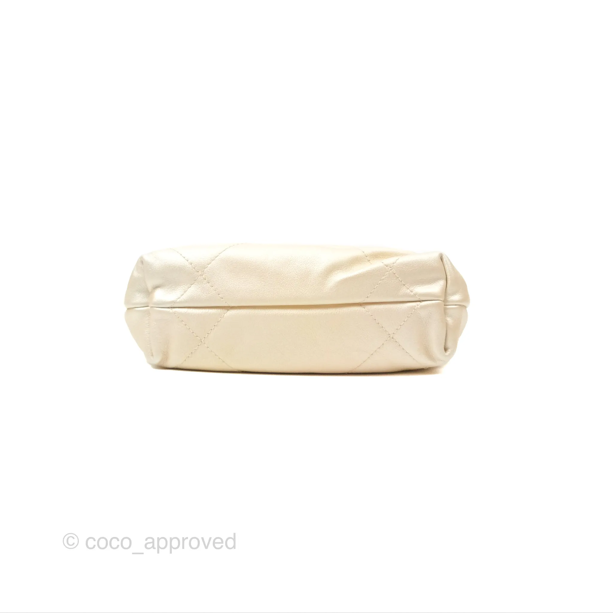 Chanel 22 Mini Bag Iridescent Light Pearly Calfskin Aged Gold Hardware