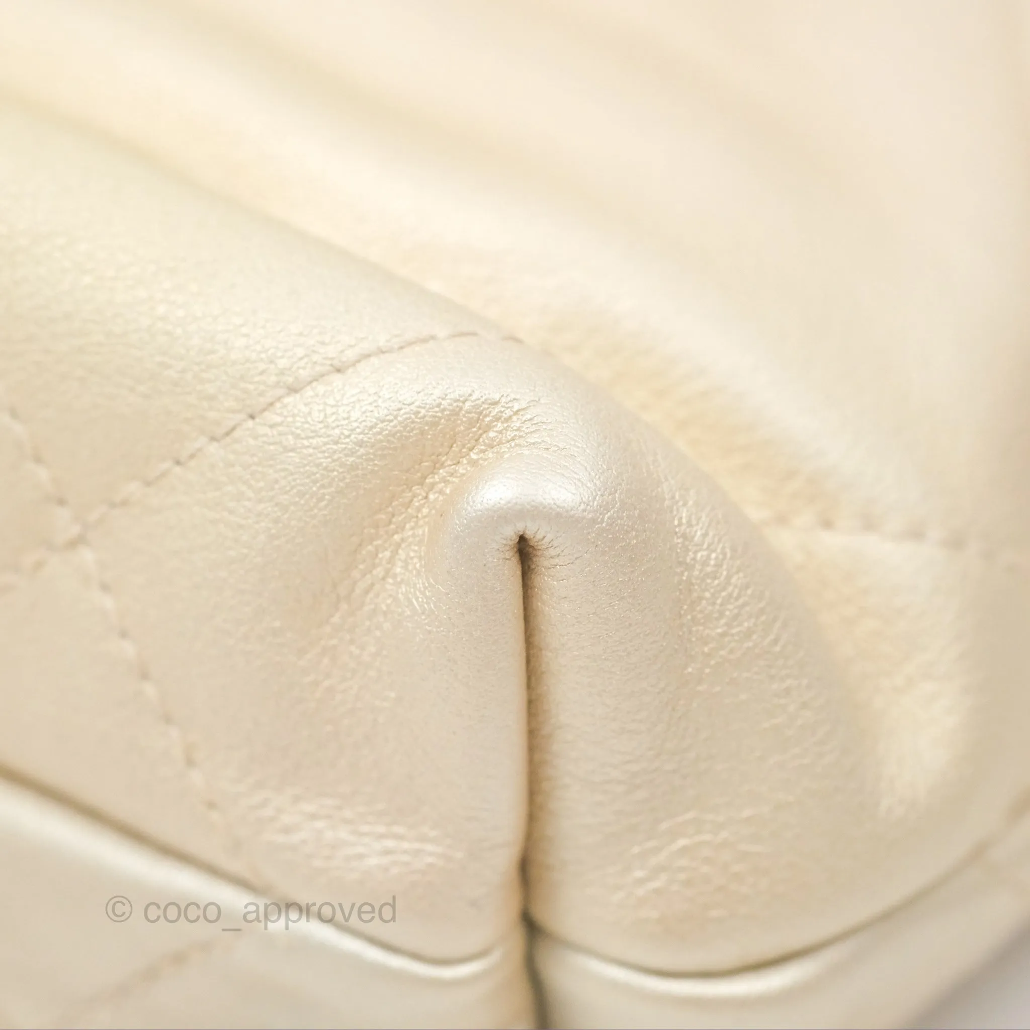 Chanel 22 Mini Bag Iridescent Light Pearly Calfskin Aged Gold Hardware