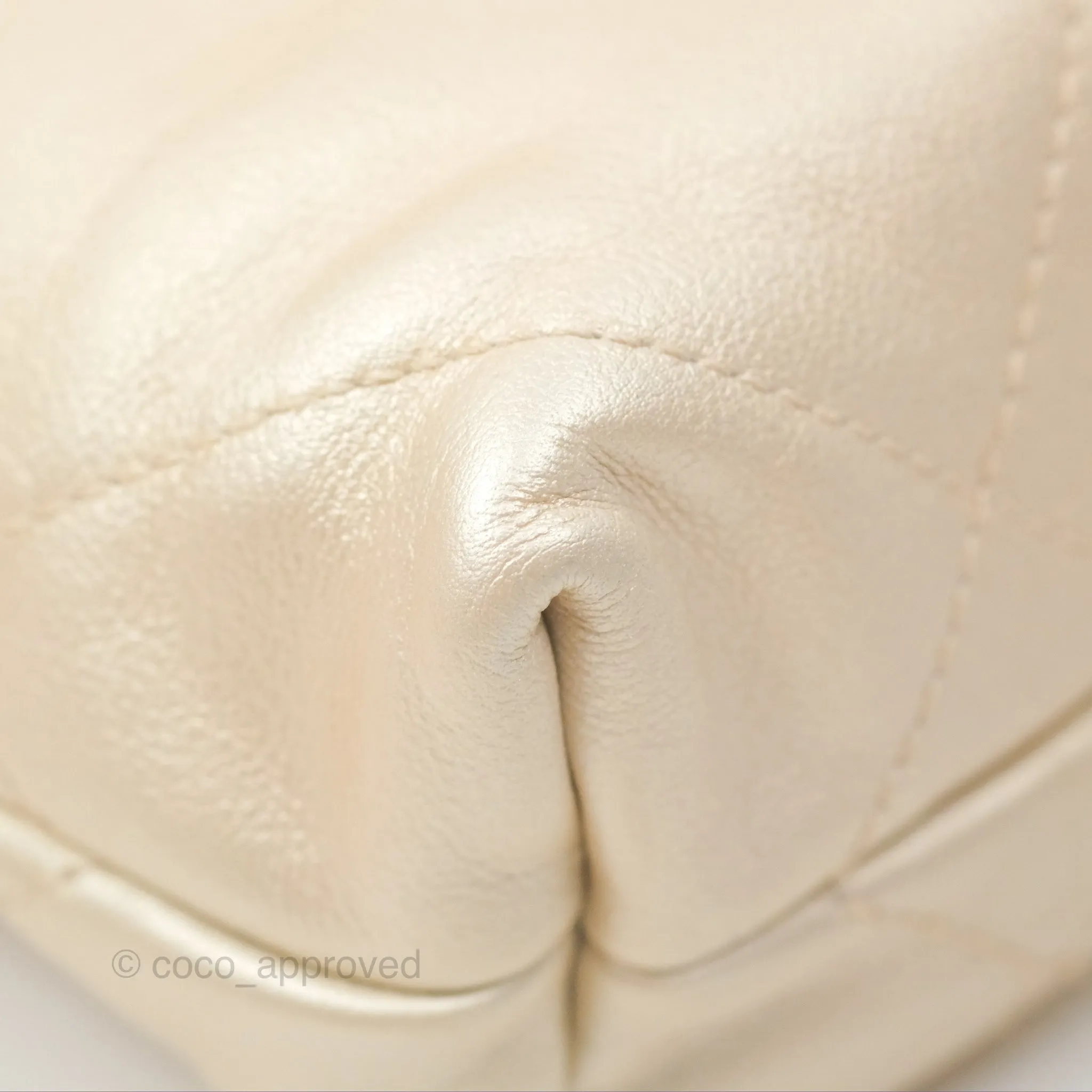 Chanel 22 Mini Bag Iridescent Light Pearly Calfskin Aged Gold Hardware