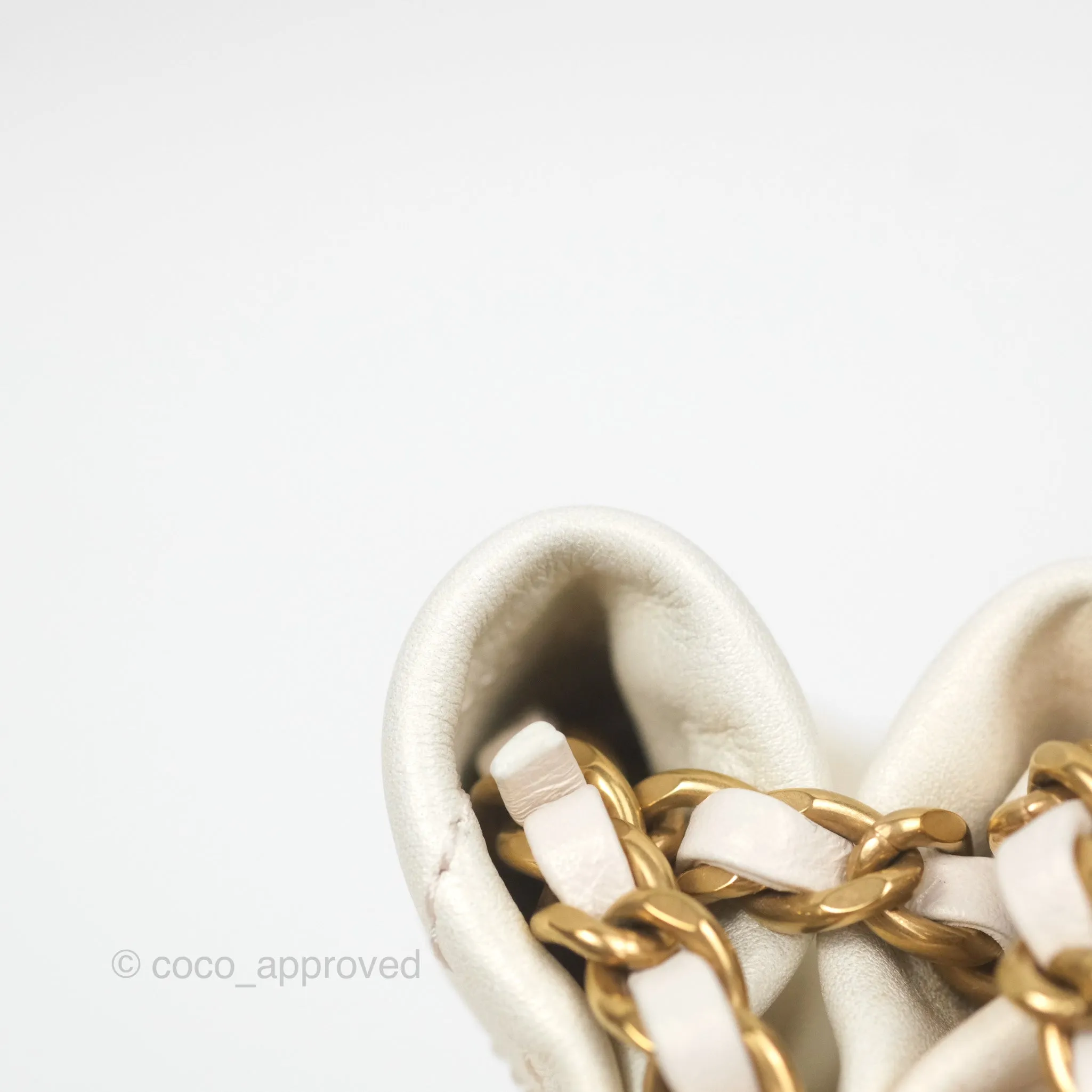 Chanel 22 Mini Bag Iridescent Light Pearly Calfskin Aged Gold Hardware