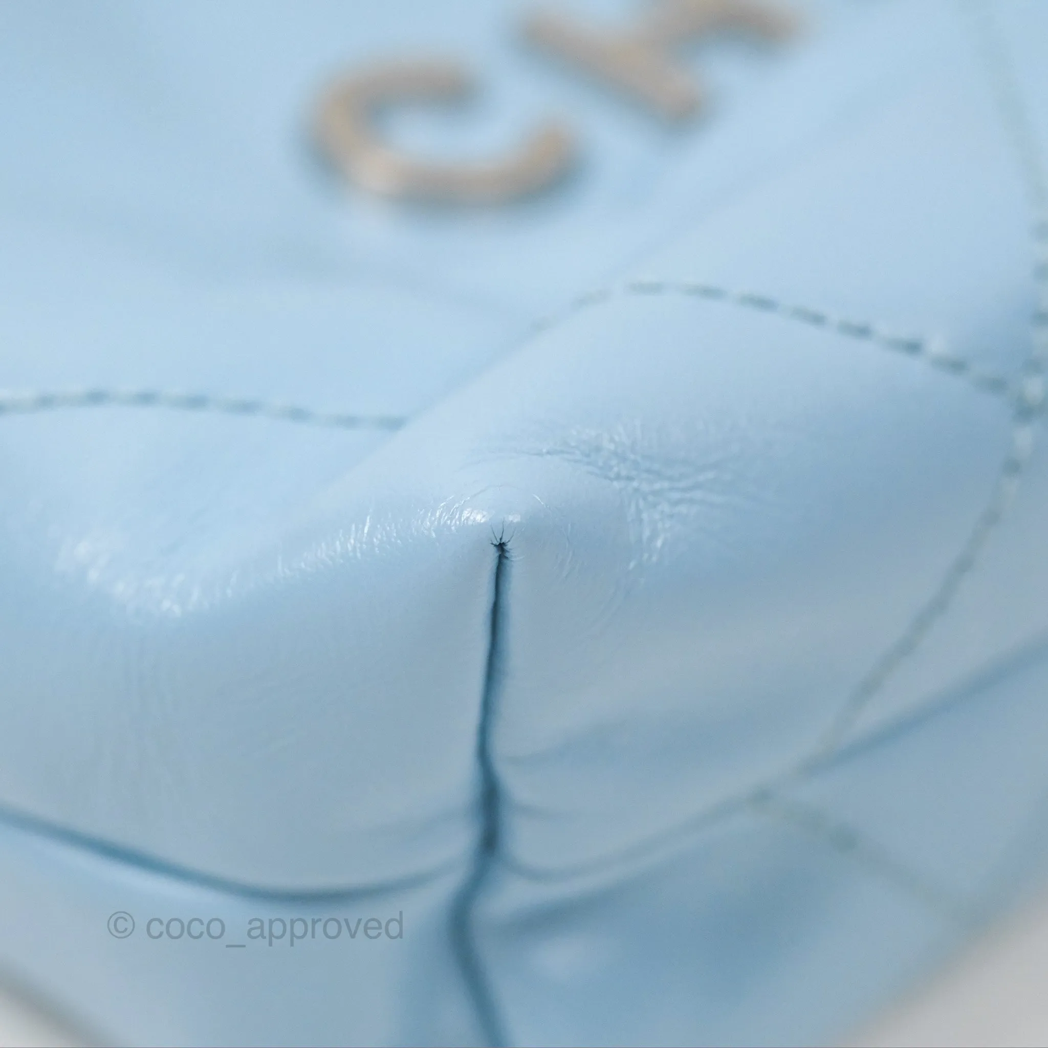 Chanel 22 Mini Bag Light Blue Shiny Crumpled Calfskin