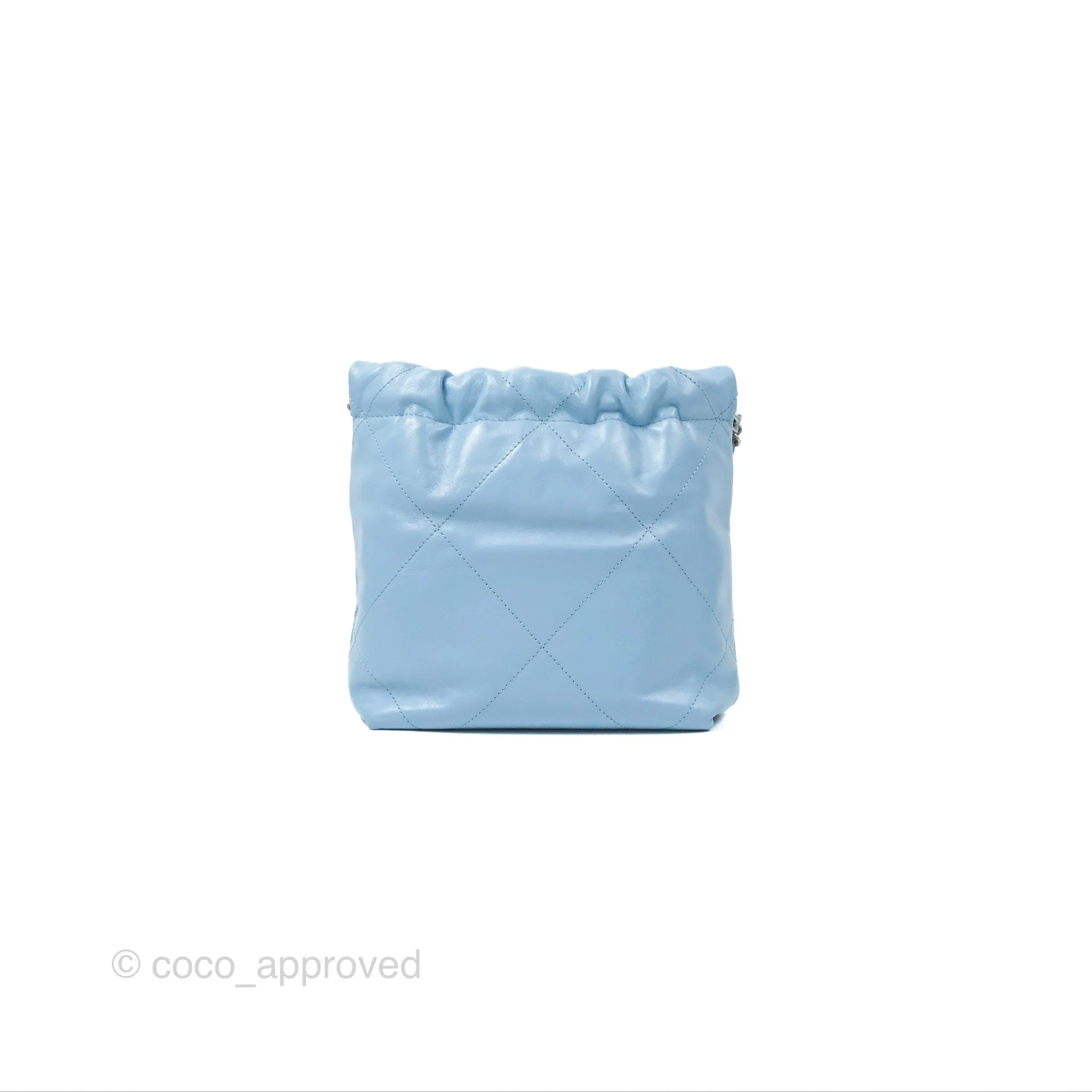 Chanel 22 Mini Bag Light Blue Shiny Crumpled Calfskin