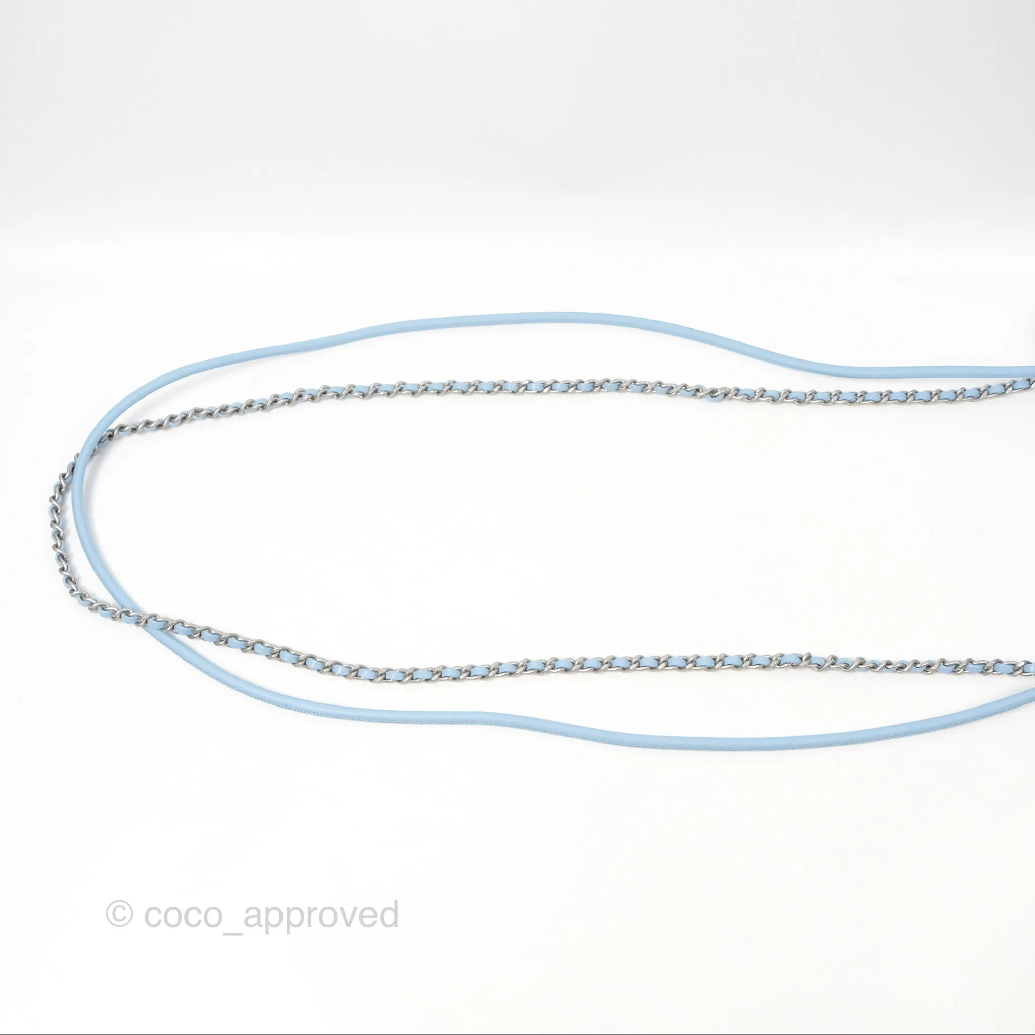 Chanel 22 Mini Bag Light Blue Shiny Crumpled Calfskin