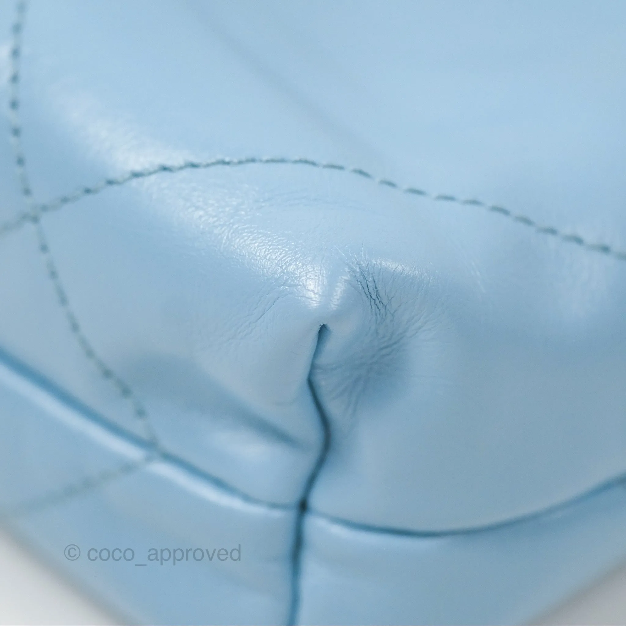 Chanel 22 Mini Bag Light Blue Shiny Crumpled Calfskin
