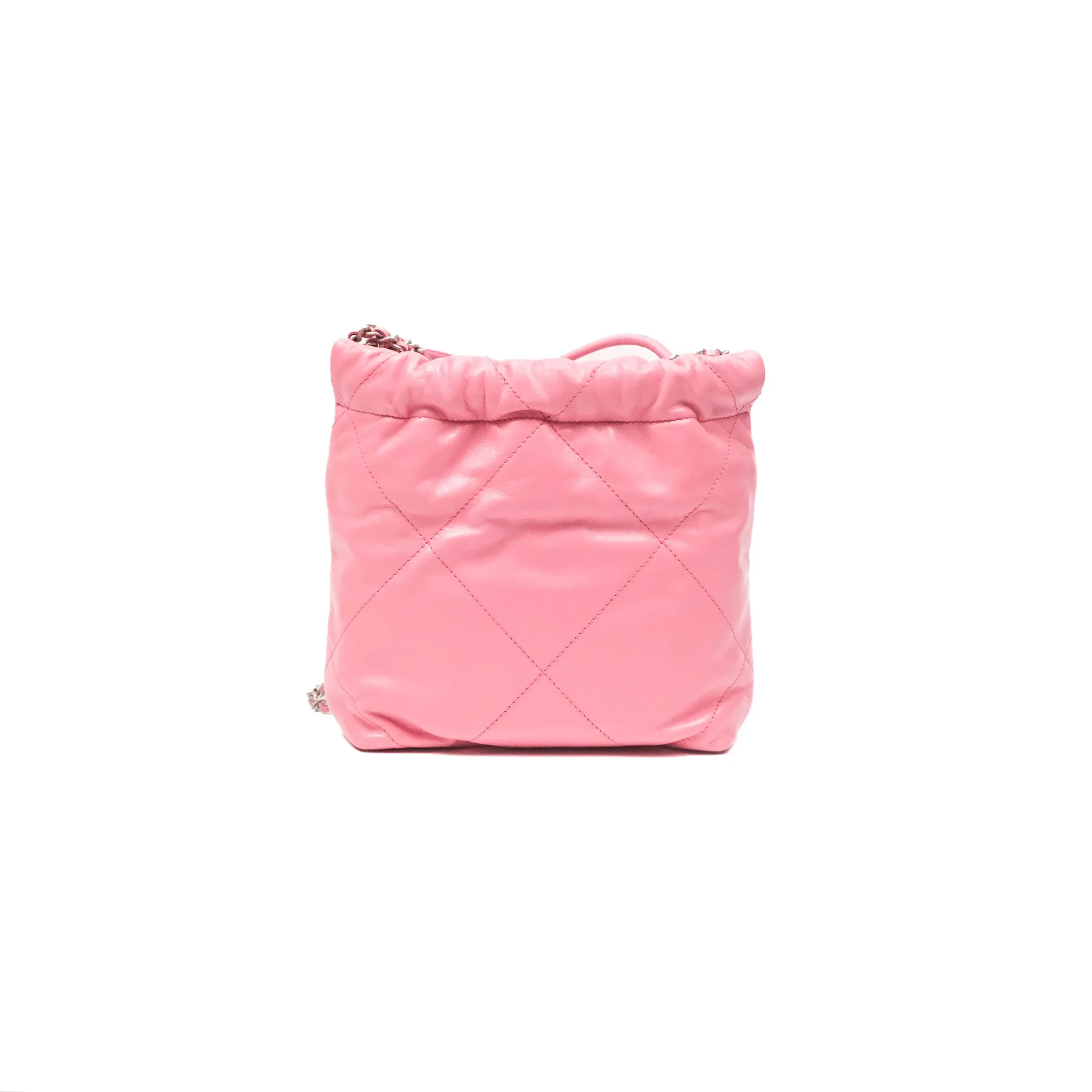 Chanel 22 Mini Bag Pink Crumpled Calfskin Aged Silver Hardware