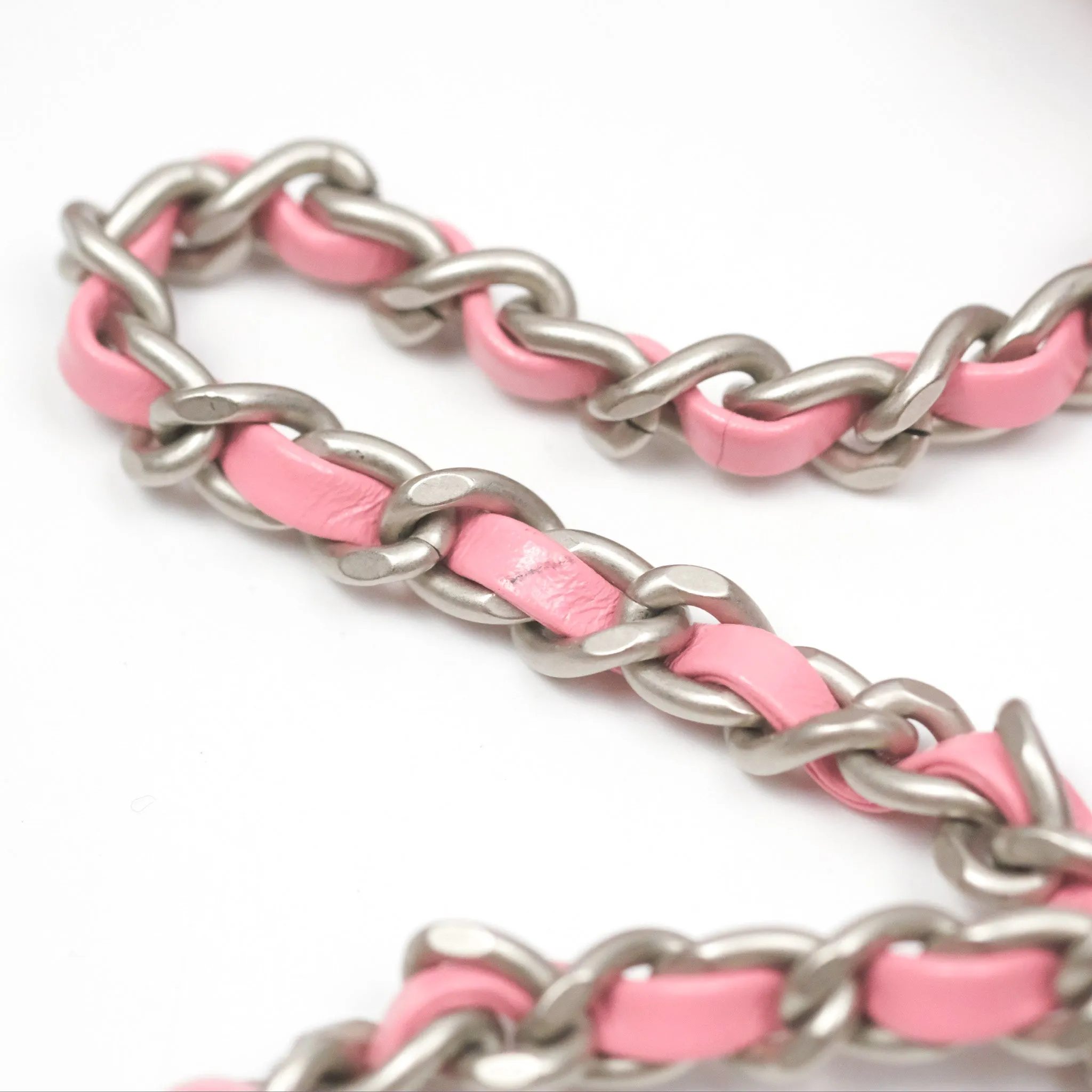 Chanel 22 Mini Bag Pink Crumpled Calfskin Aged Silver Hardware