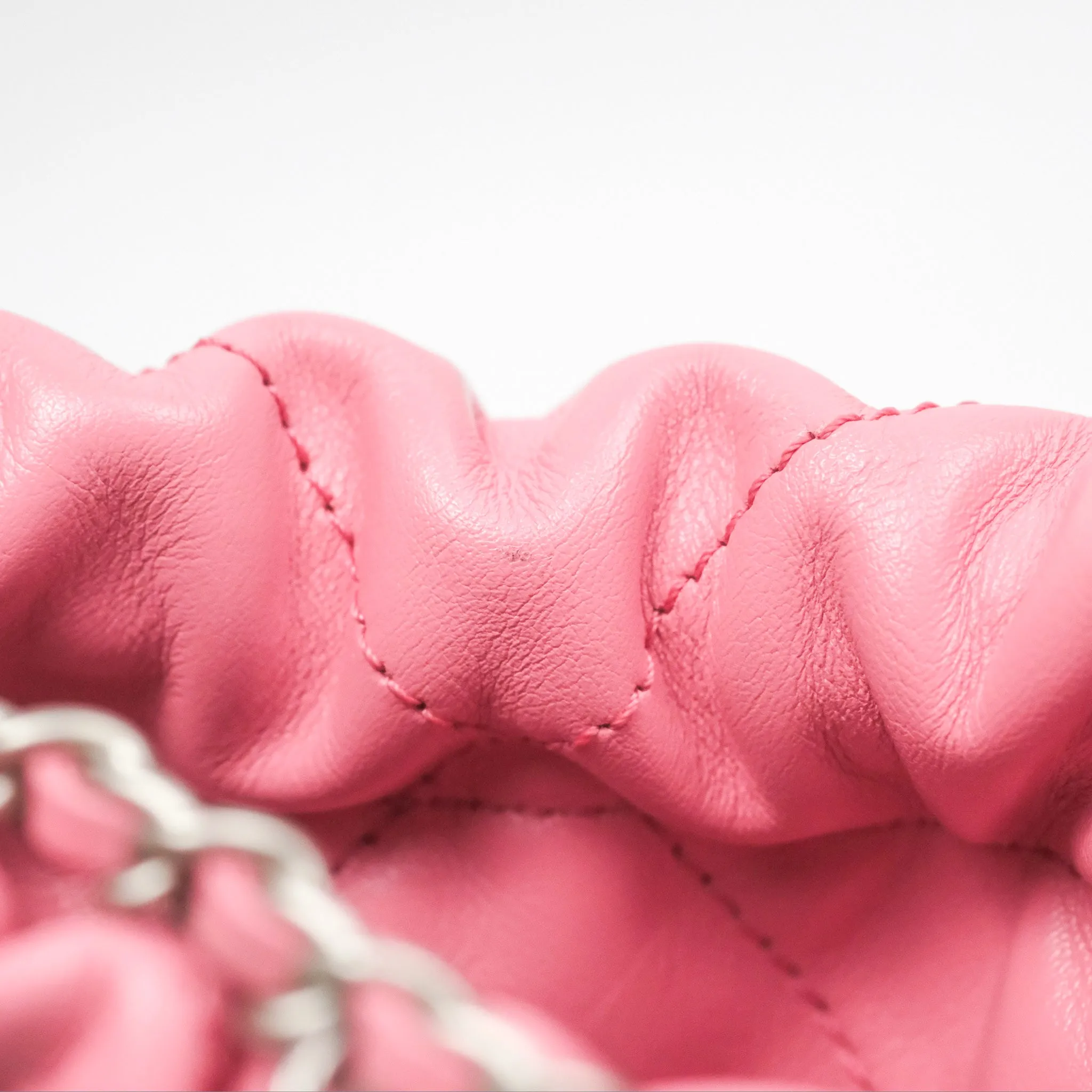 Chanel 22 Mini Bag Pink Crumpled Calfskin Aged Silver Hardware
