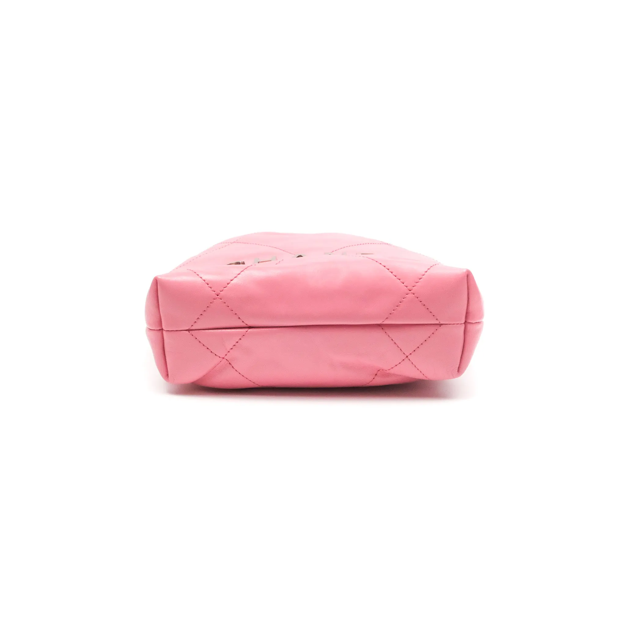 Chanel 22 Mini Bag Pink Crumpled Calfskin Aged Silver Hardware