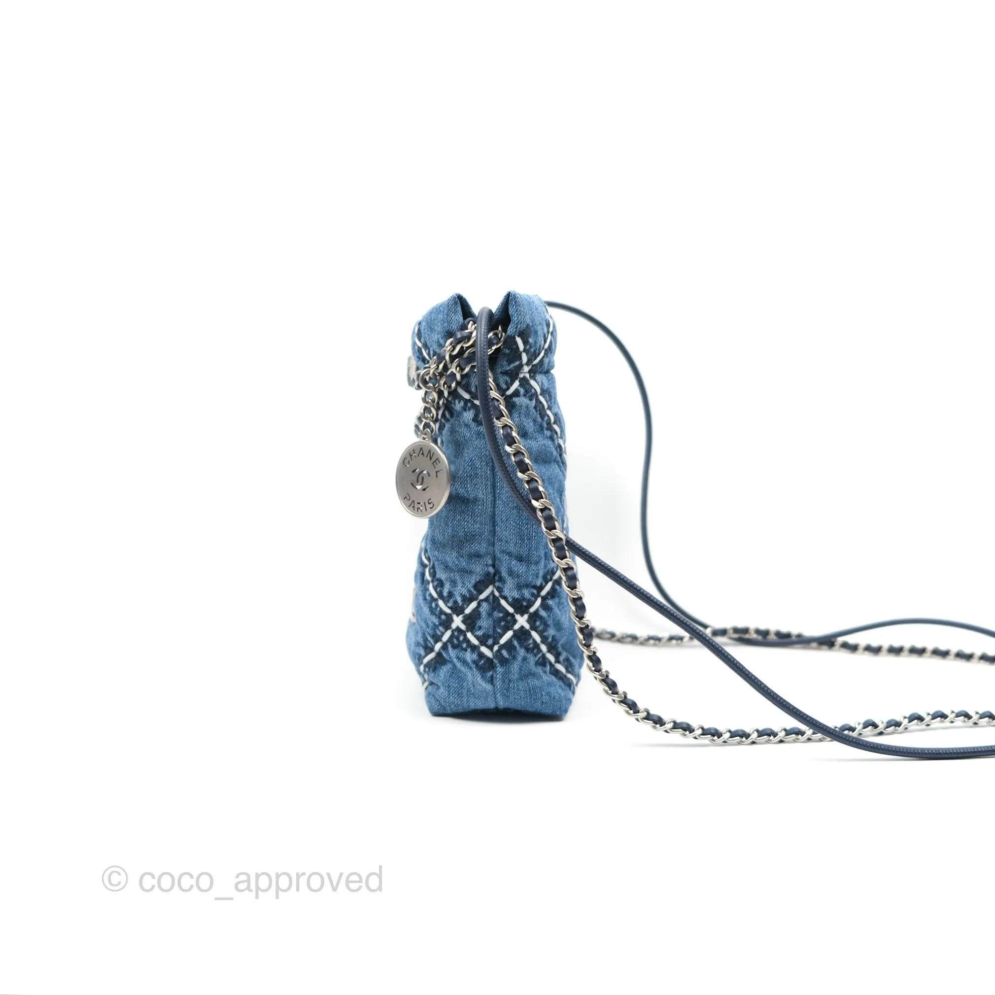 Chanel 22 Mini Bag Quilted Blue Denim
