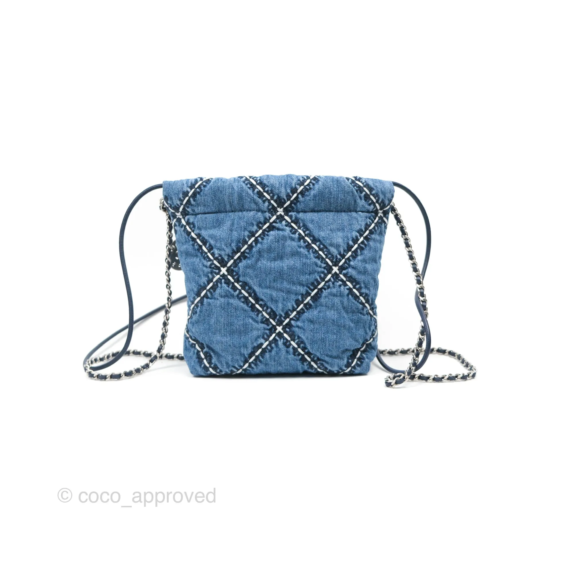 Chanel 22 Mini Bag Quilted Blue Denim
