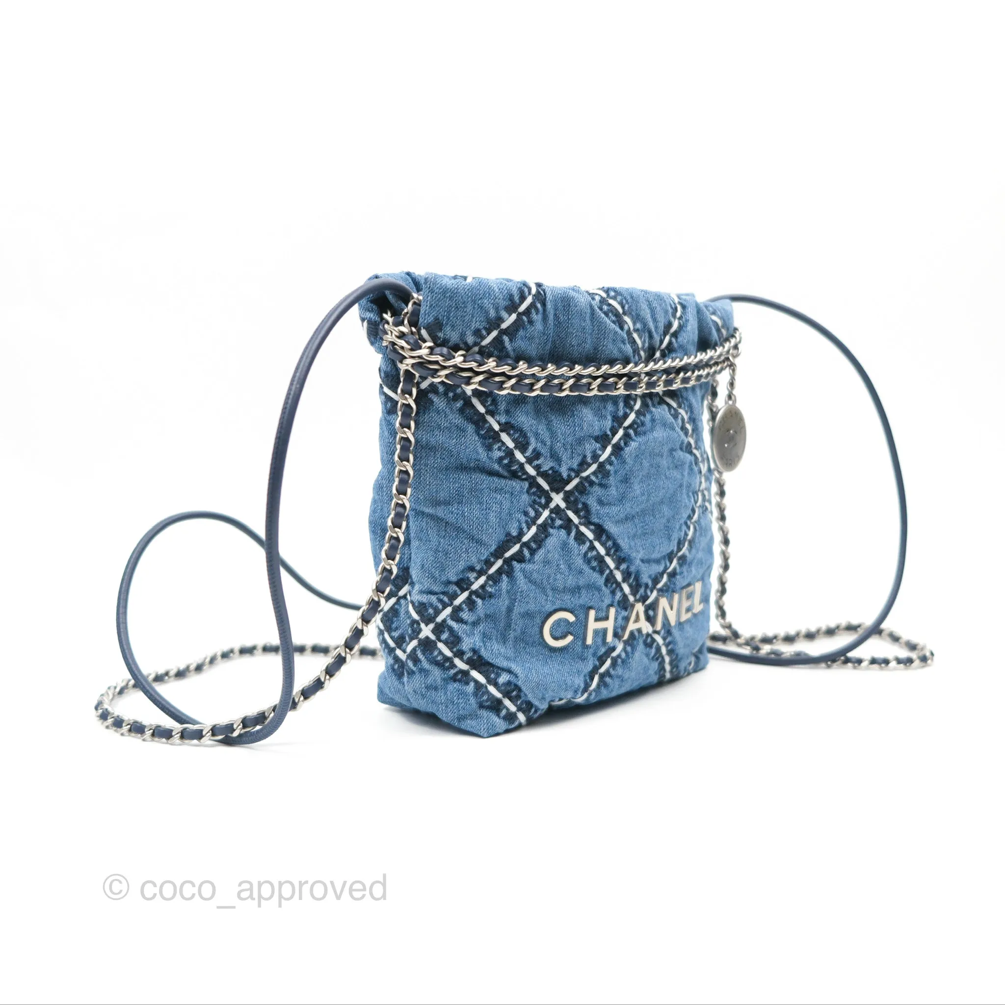 Chanel 22 Mini Bag Quilted Blue Denim