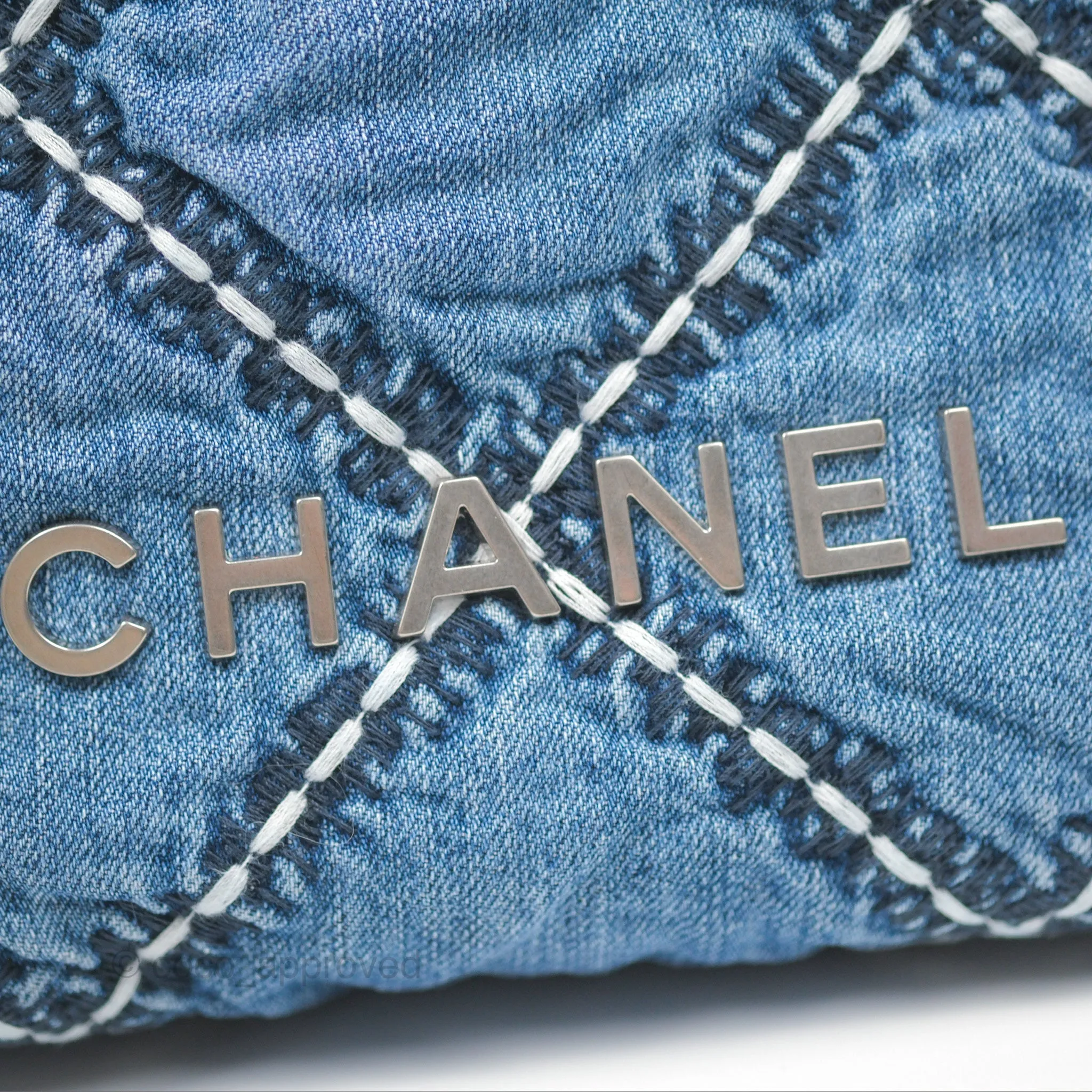 Chanel 22 Mini Bag Quilted Blue Denim