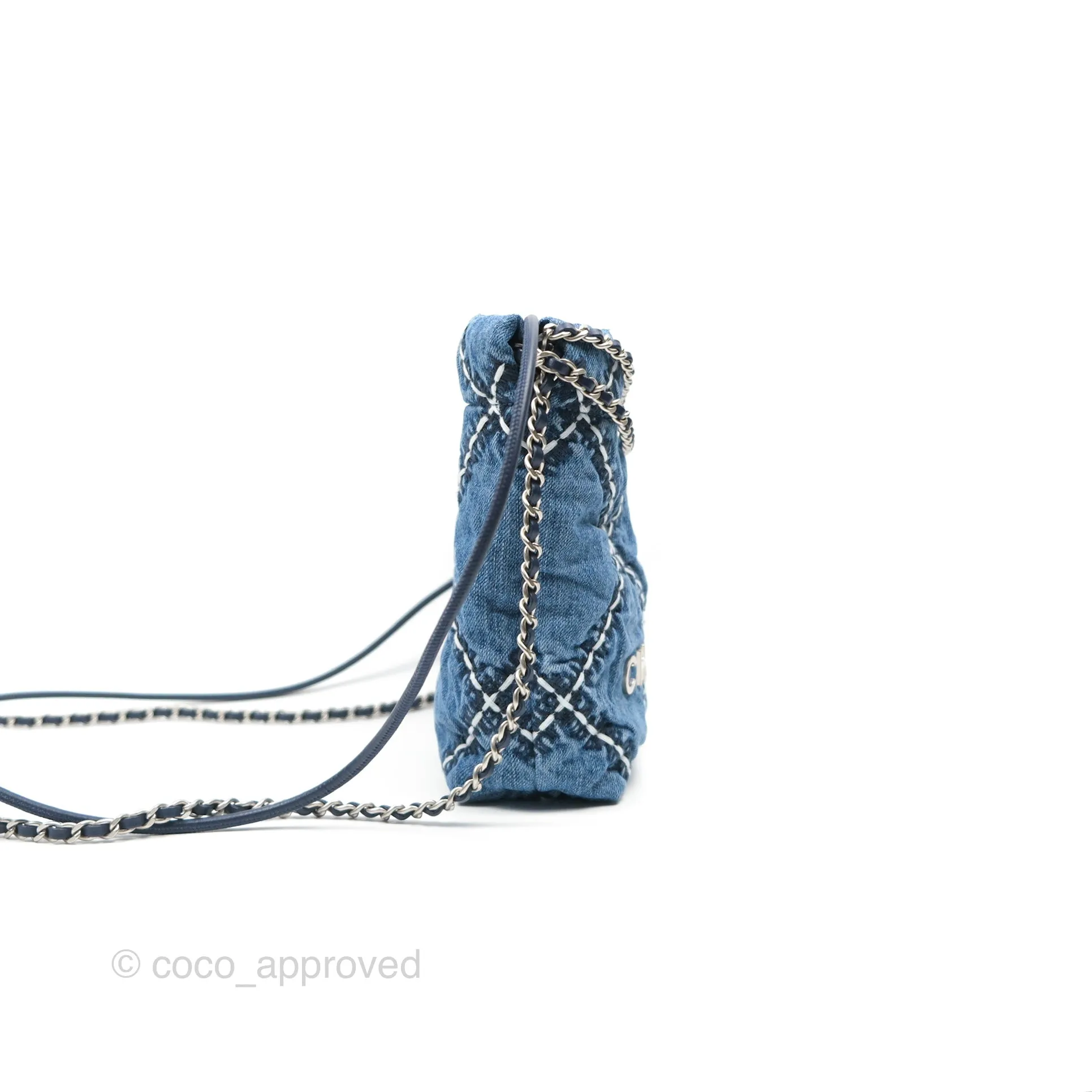 Chanel 22 Mini Bag Quilted Blue Denim