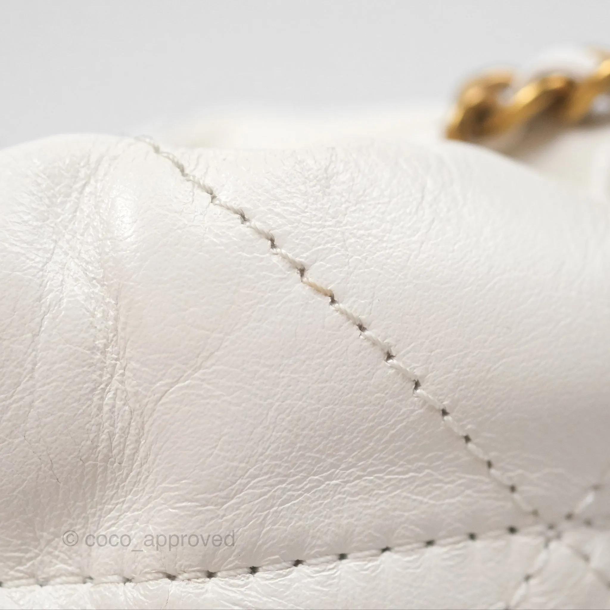 Chanel 22 Mini Bag White Crumpled Calfskin