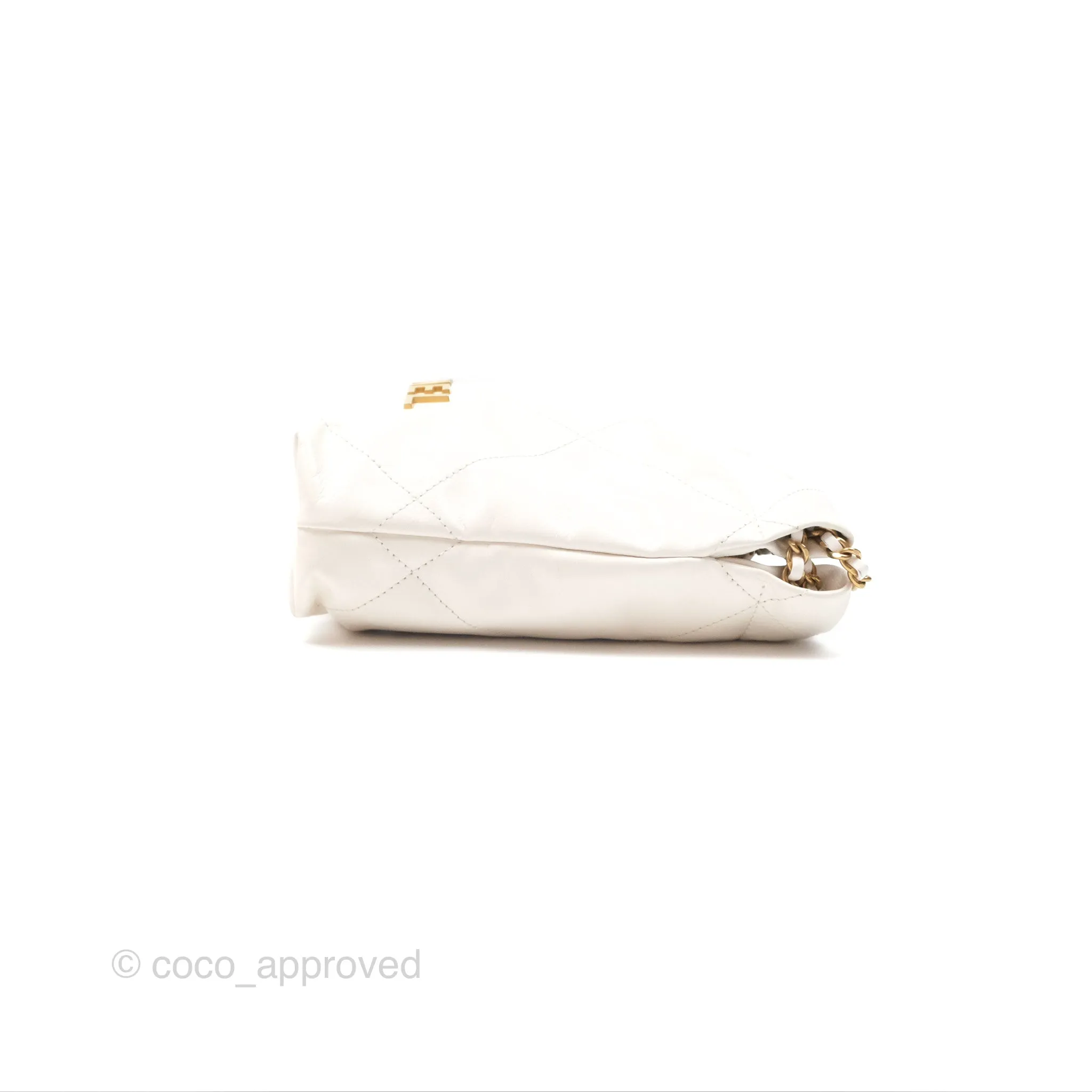 Chanel 22 Mini Bag White Crumpled Calfskin