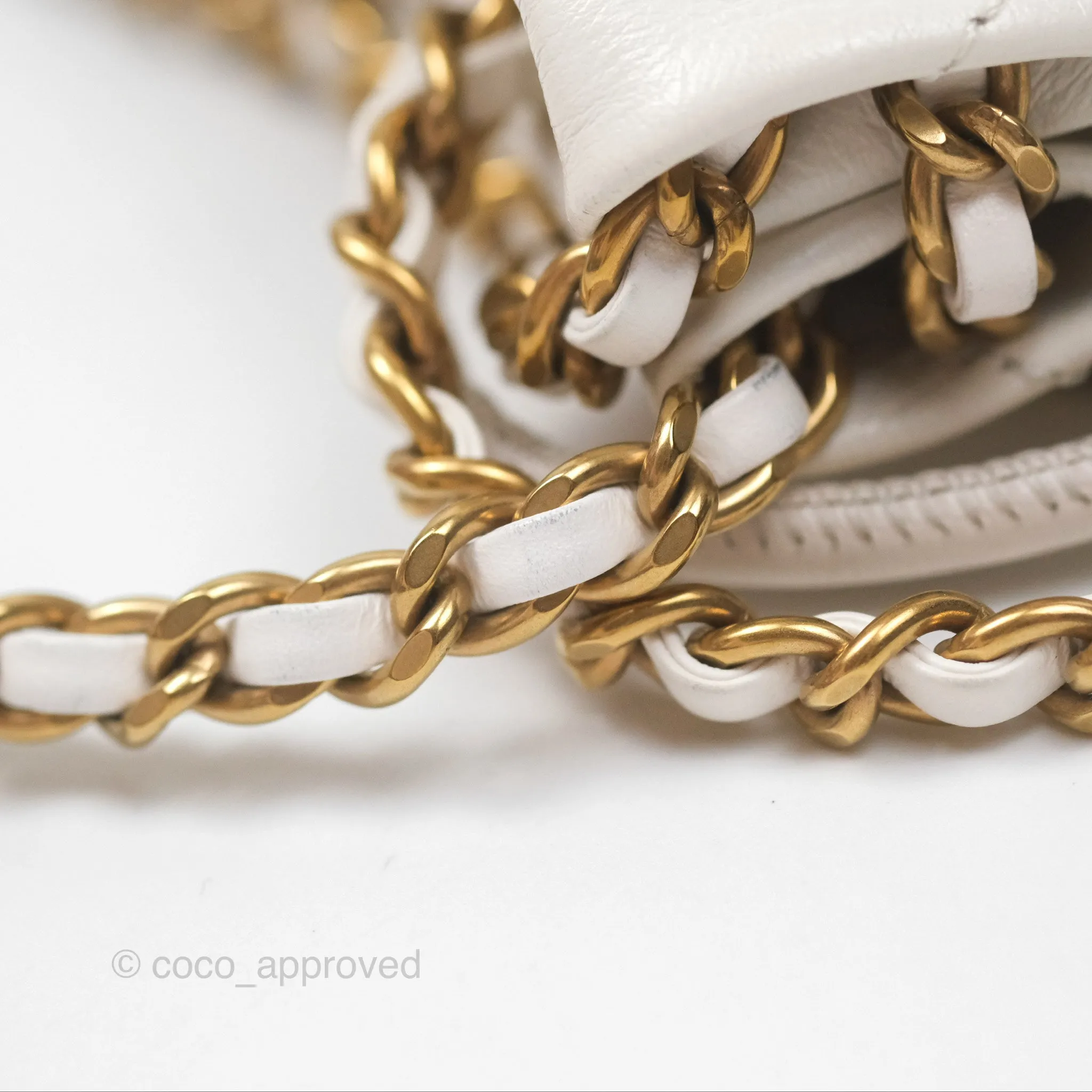 Chanel 22 Mini Bag White Crumpled Calfskin