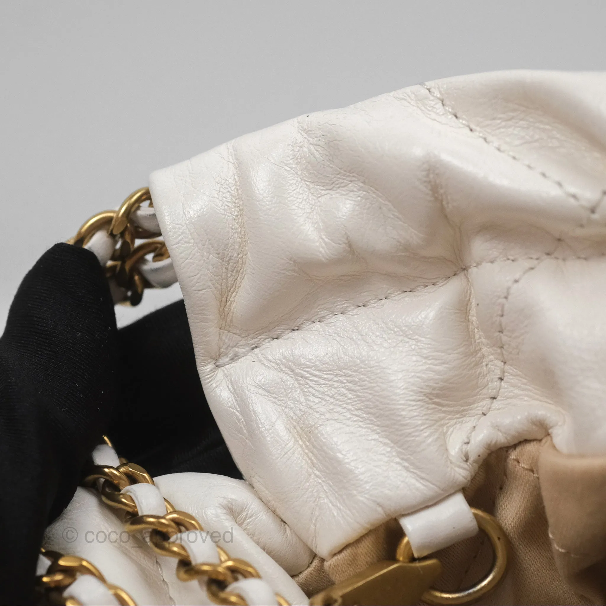 Chanel 22 Mini Bag White Crumpled Calfskin