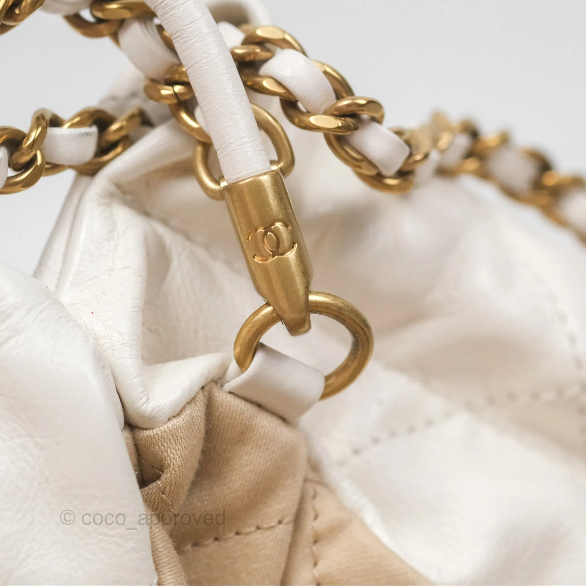Chanel 22 Mini Bag White Crumpled Calfskin