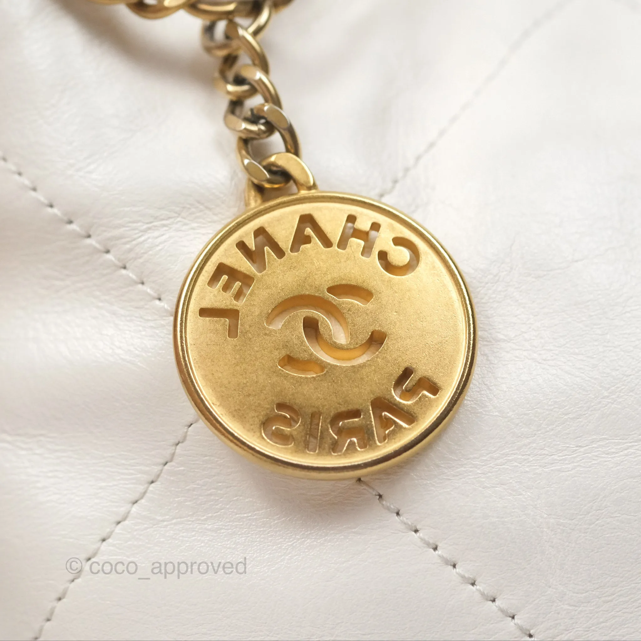 Chanel 22 Mini Bag White Crumpled Calfskin